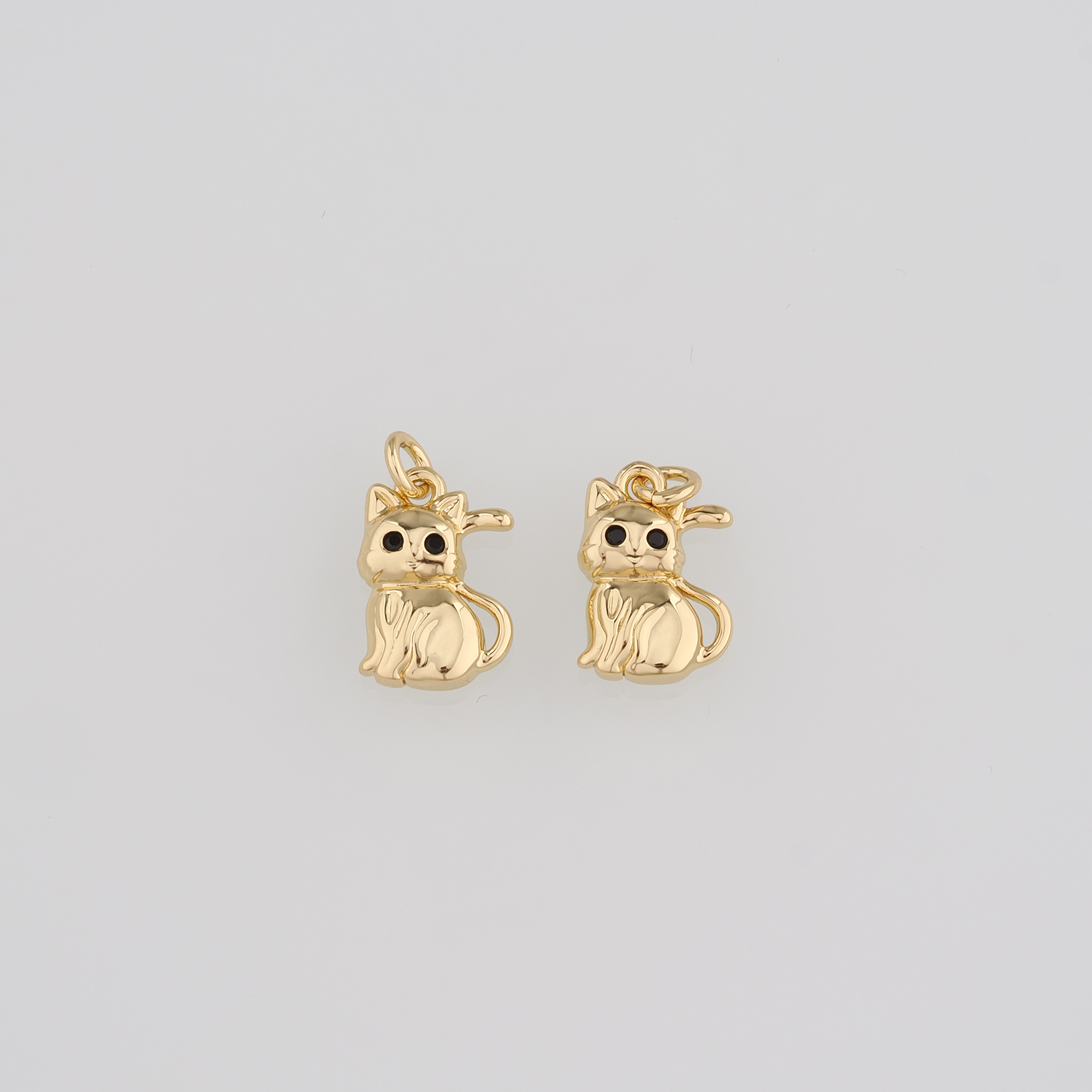 18K Gold Filled Cat Pendant,Animal Charm,Cat Earrings Necklace for DIY Jewelry Making Supply