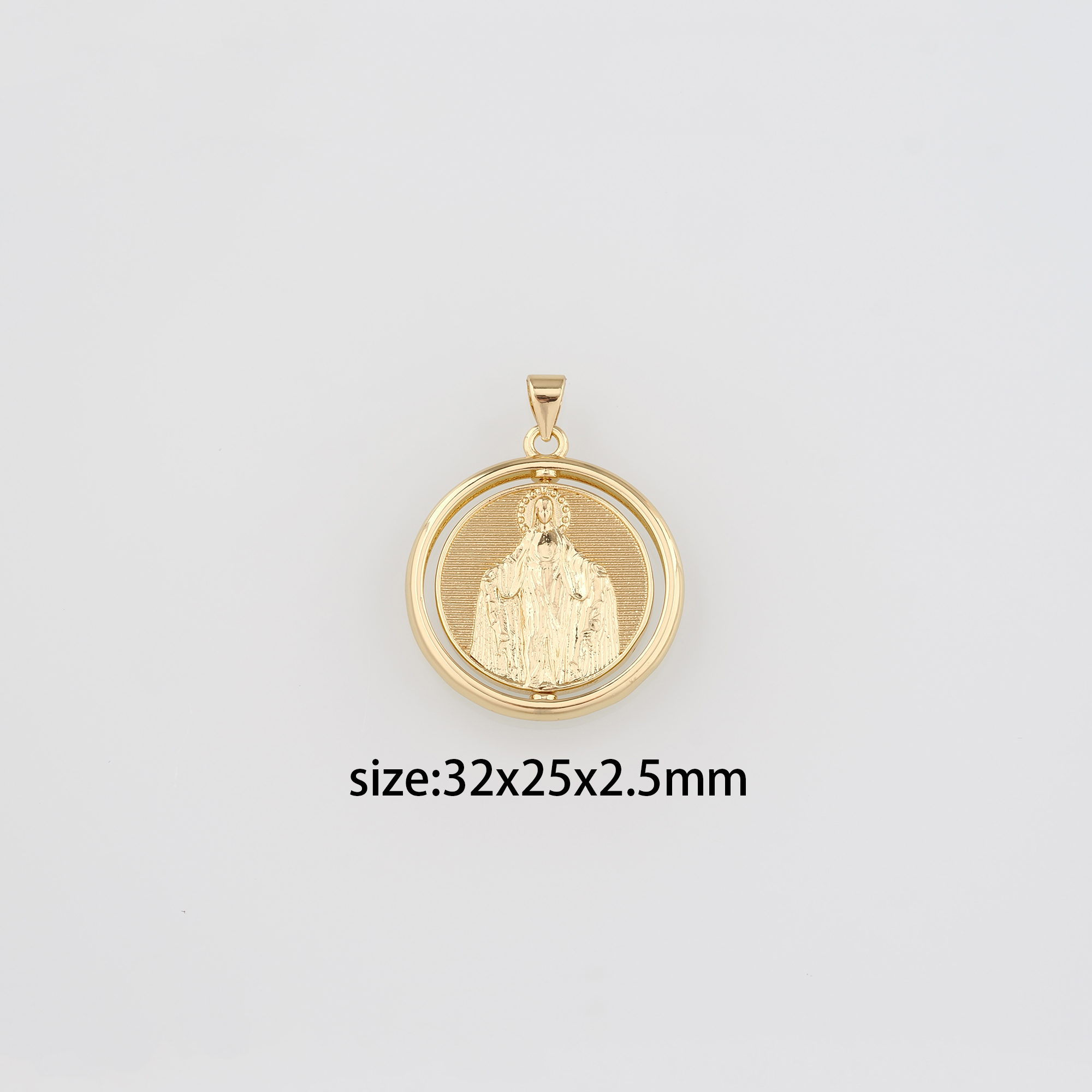 18K Gold Filled Virgin Mary Pendant,Religious Charm Earrings Necklace for DIY Jewelry Making Supply