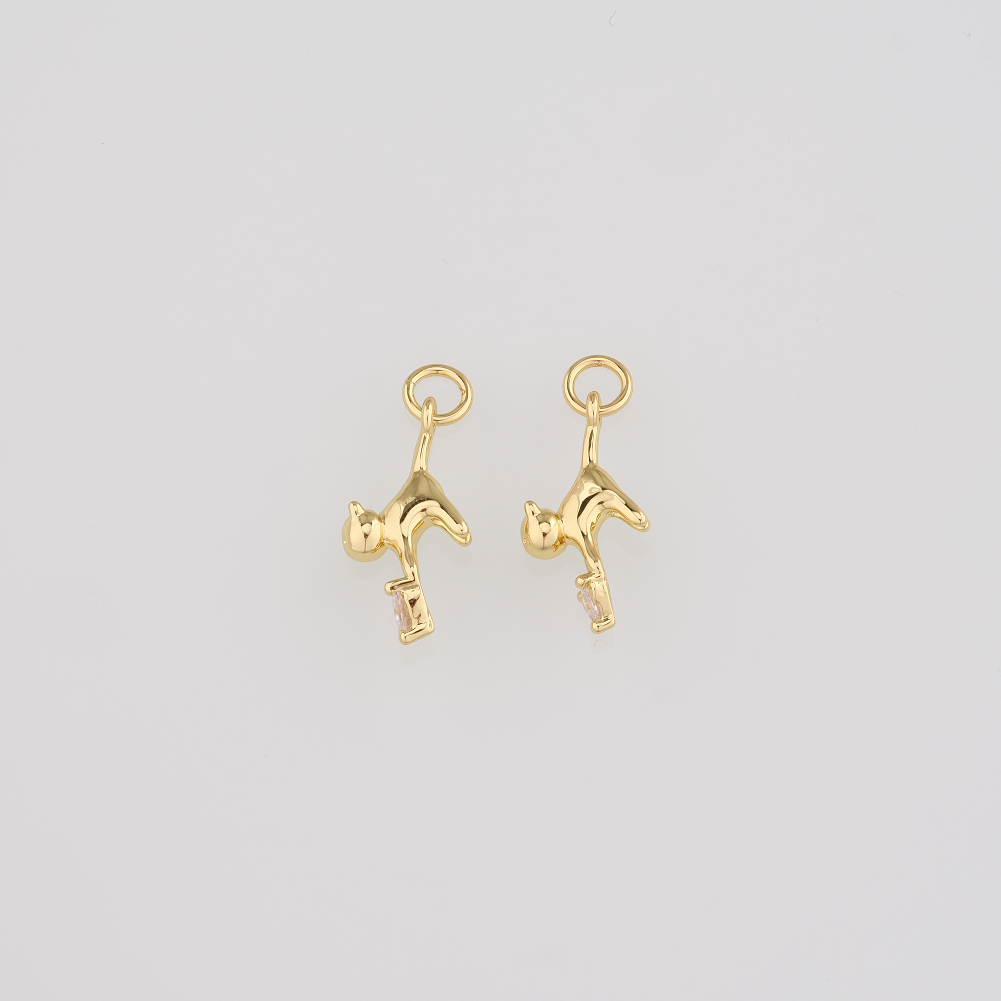 18K Gold Filled Cat Pendant,Animal Charm,Cat Earrings Necklace for DIY Jewelry Making Supply