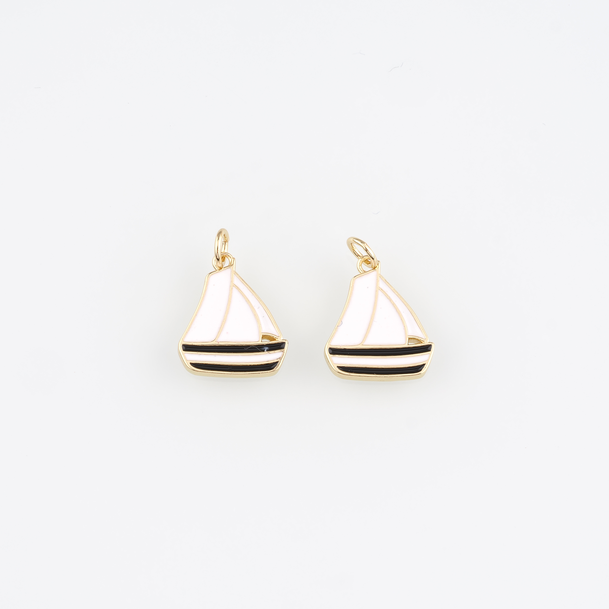 18K Gold Filled Sail Boat Pendant,Enamel Sail Boat Charm Earrings Necklace for DIY Jewelry Making Supply