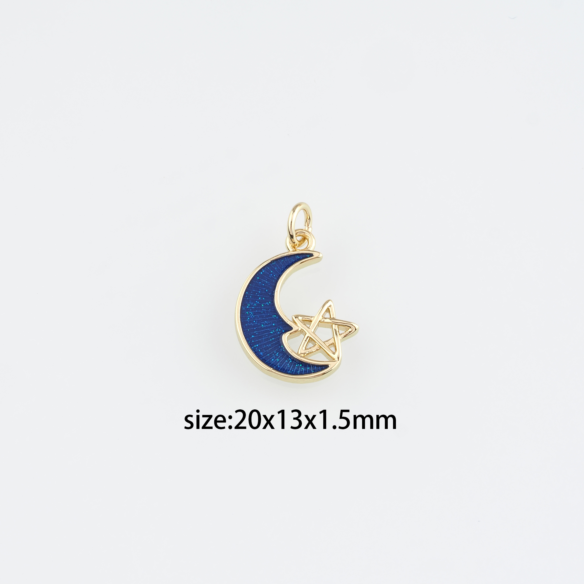 18K Gold Filled Moon Pendant,Enamel Celestial Charm Earrings Necklace for DIY Jewelry Making Supply