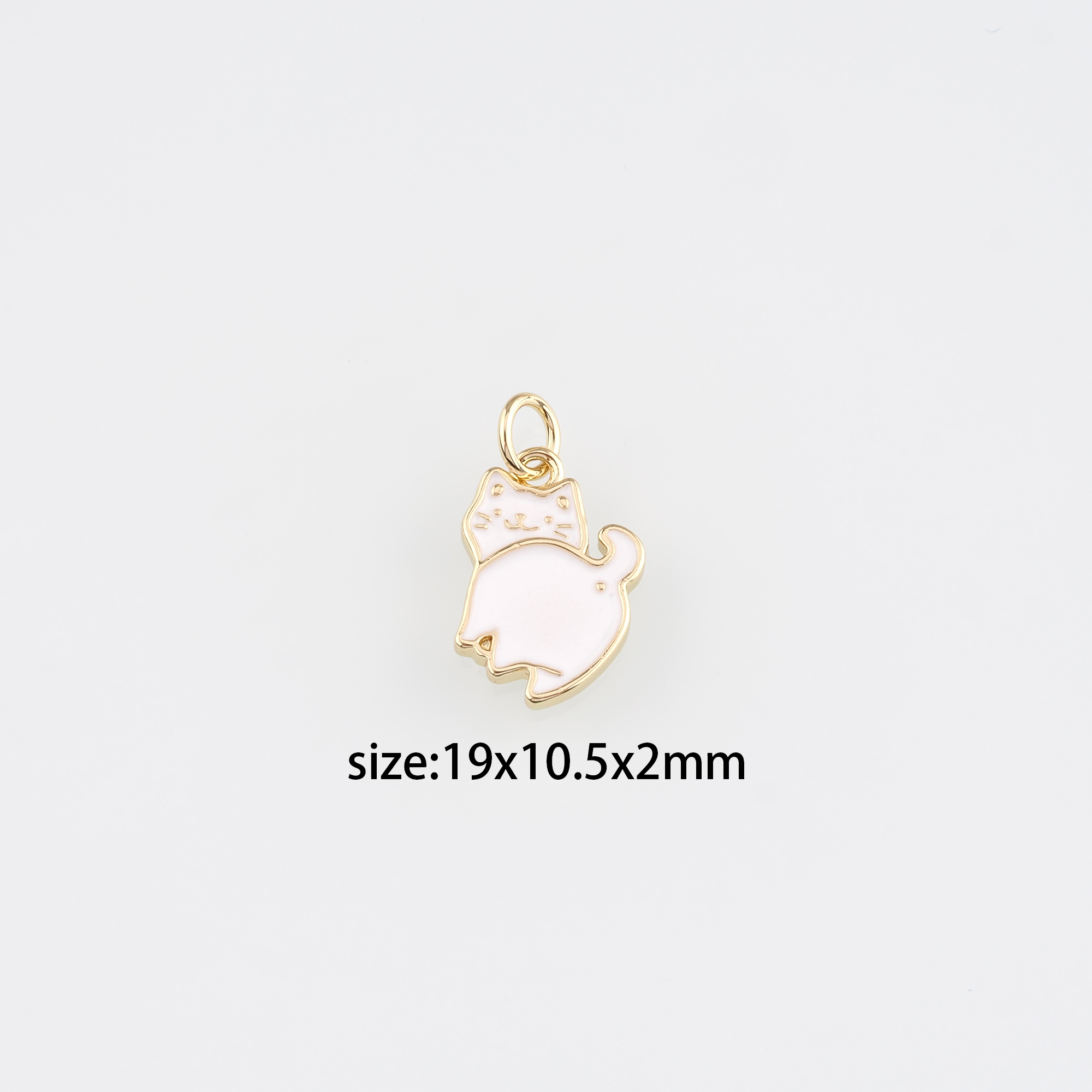 18K Gold Filled Cat Pendant,Animal Charm,Enamel Cat Earrings Necklace for DIY Jewelry Making Supply