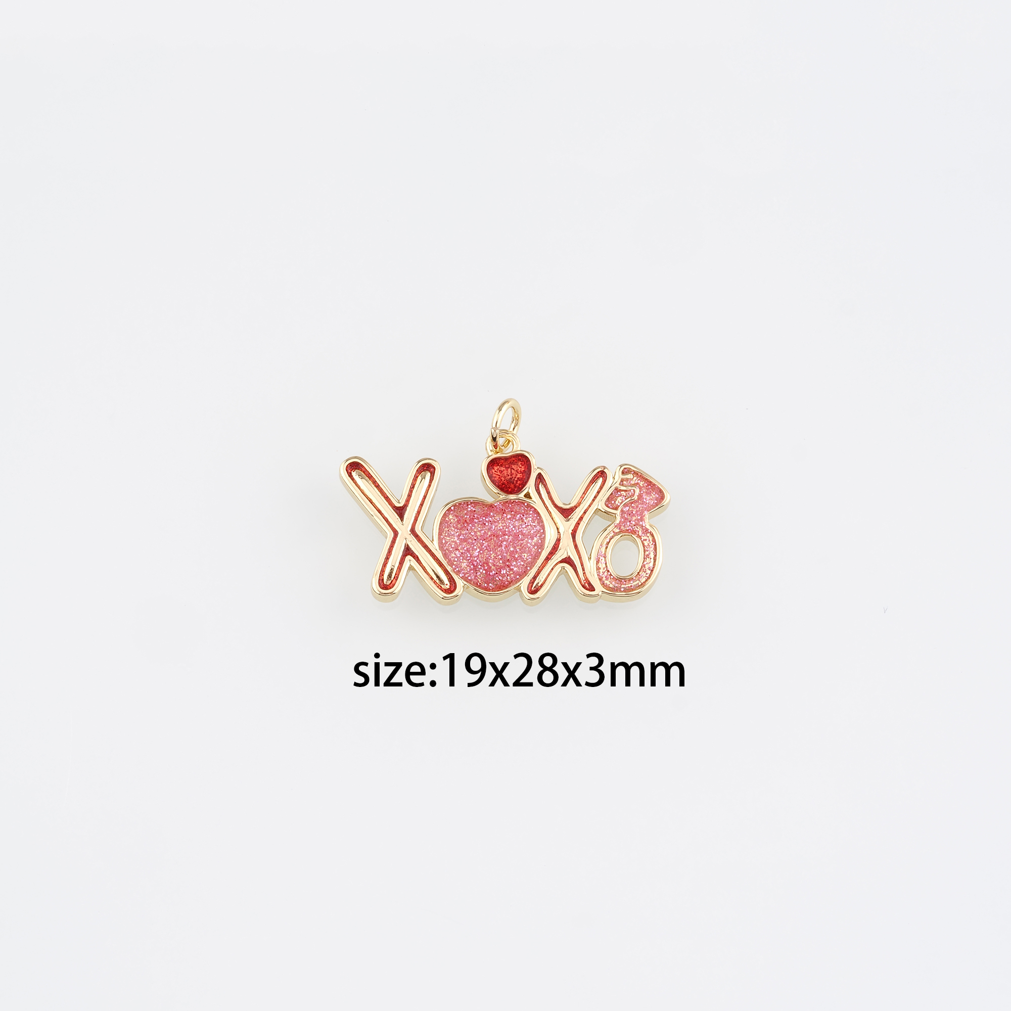 18K Gold Filled XOXO Pendant,Enamel XOXO Charm Earrings Necklace for DIY Jewelry Making Supply