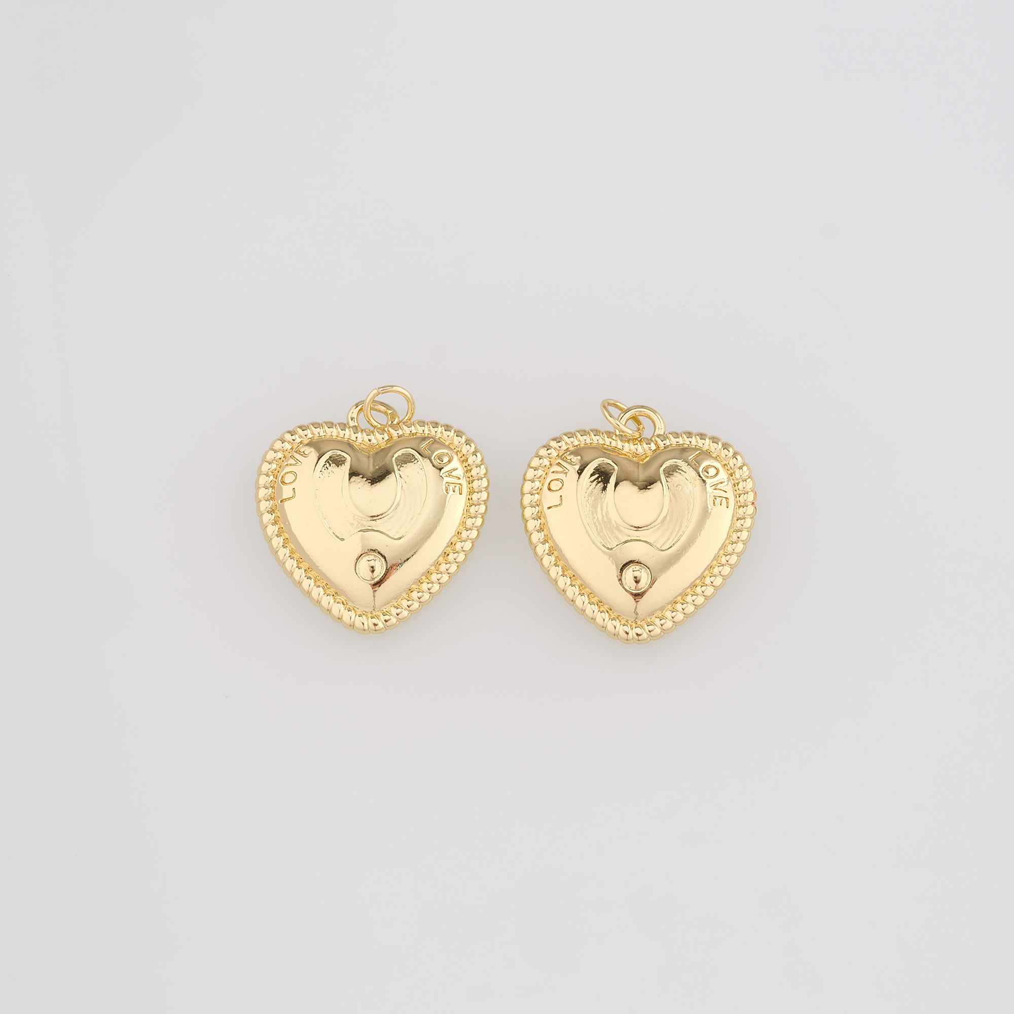 18K Gold Filled Heart Pendant,Dainty Heart Charm Earrings Necklace for DIY Jewelry Making Supply
