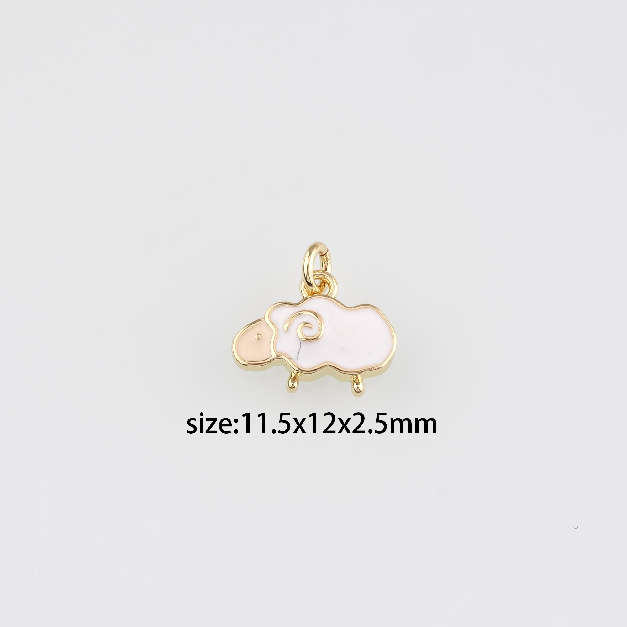18K Gold Filled Sheep Pendant,Enamel Sheep Charm Earrings Necklace for DIY Jewelry Making Supply