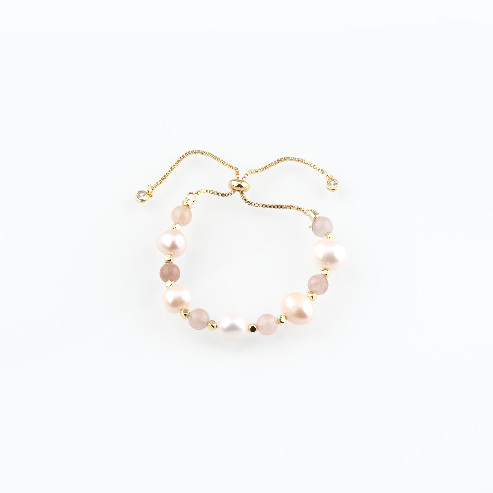 18K Gold Filled Beaded Chain Bracelet,Pearl Ball Bracelet,Adjustable Bracelet,Gift For Her