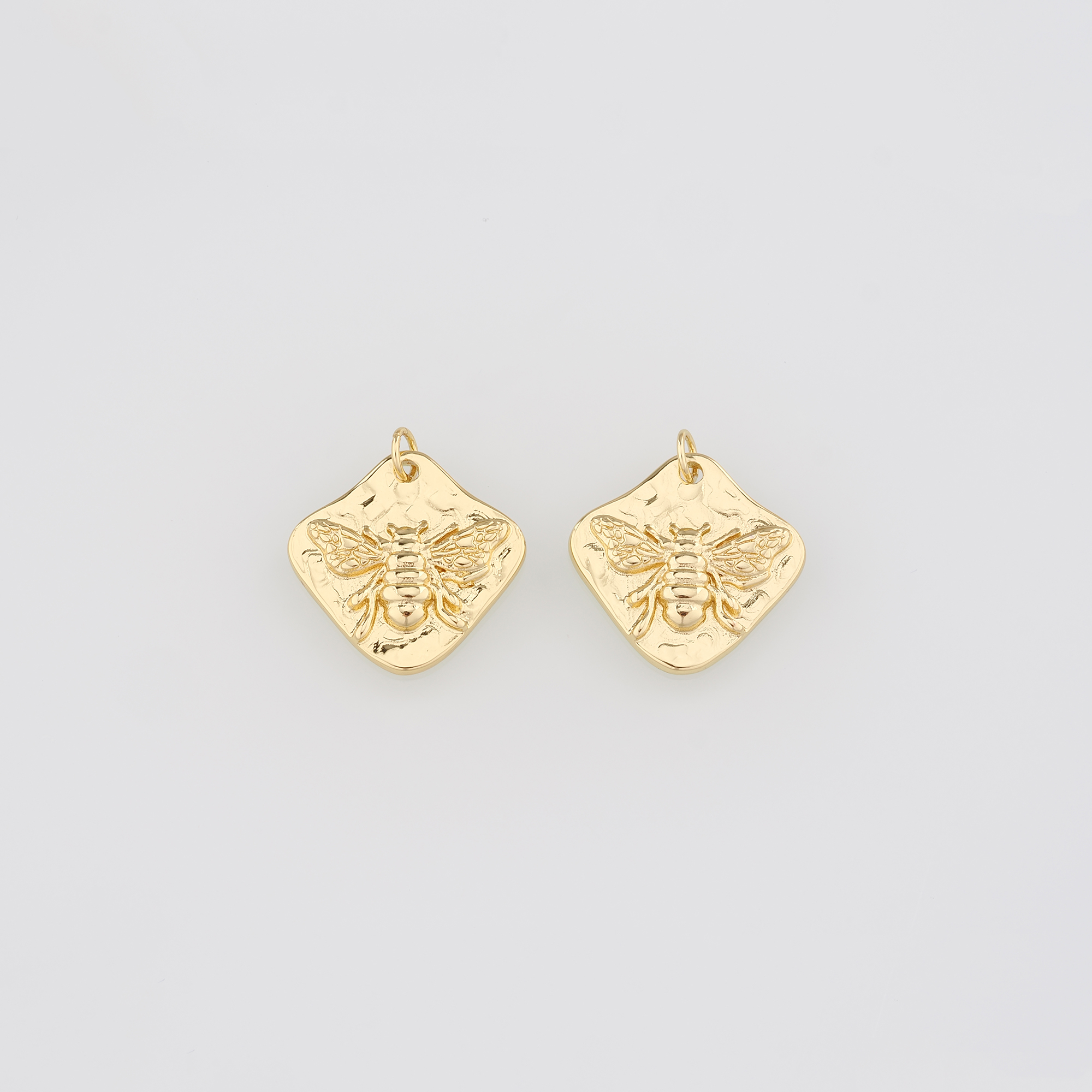 18K Gold Filled Bee Pendant,Dainty Bee Charm Earrings Necklace for DIY Jewelry Making Supply