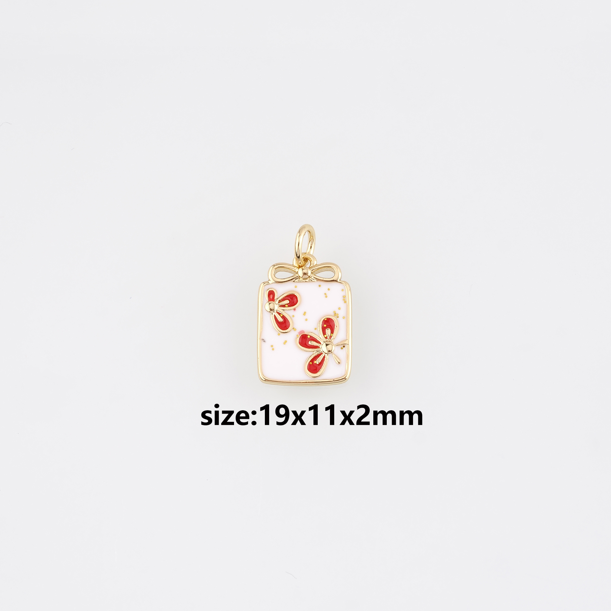 18K Gold Filled Flower Pendant,Enamel Flower Charm Earrings Necklace for DIY Jewelry Making Supply