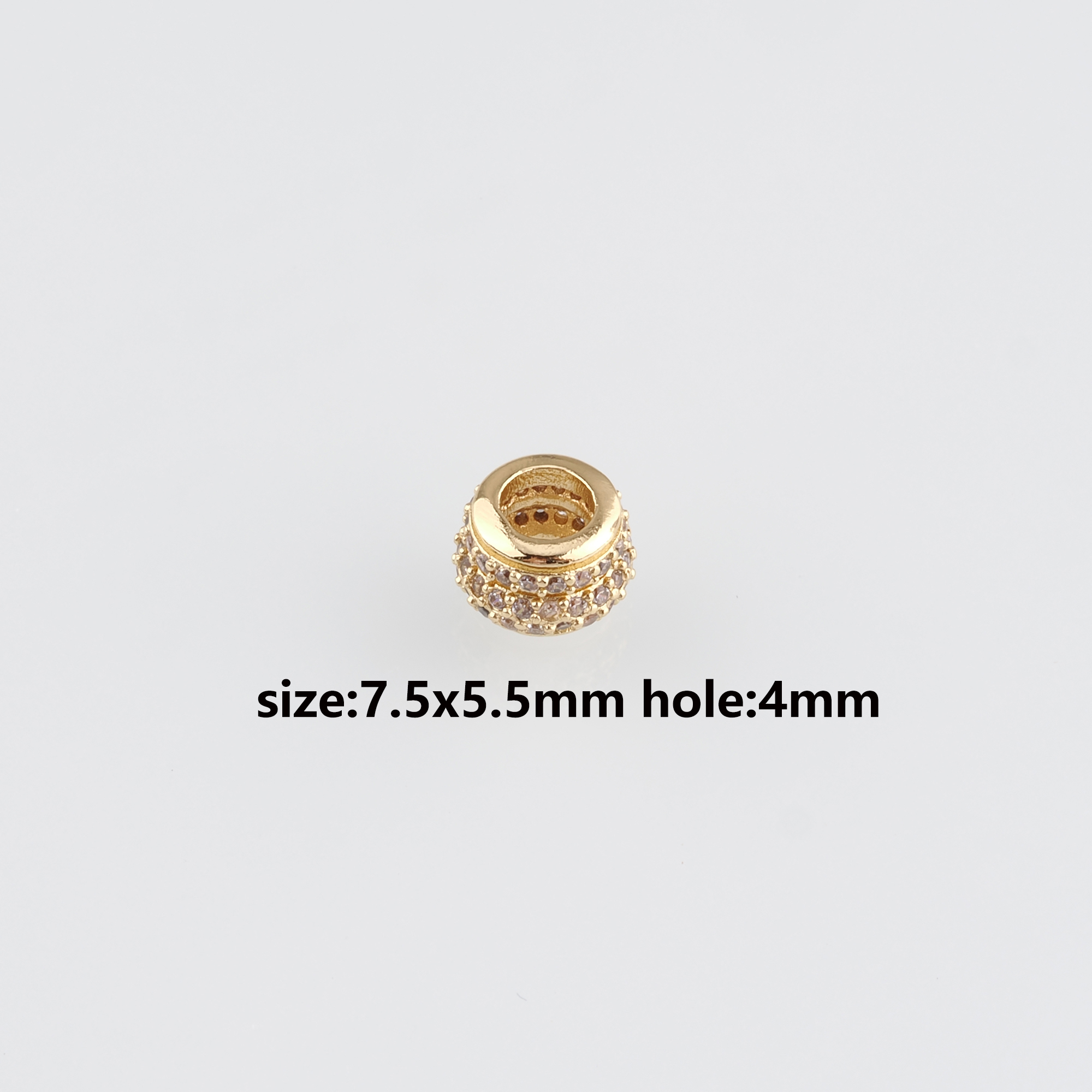 18K Gold Filled Barrel Spacer Beads,CZ Micro Pave Barrel Beads for Bracelet Jewelry Necklace Making Supply