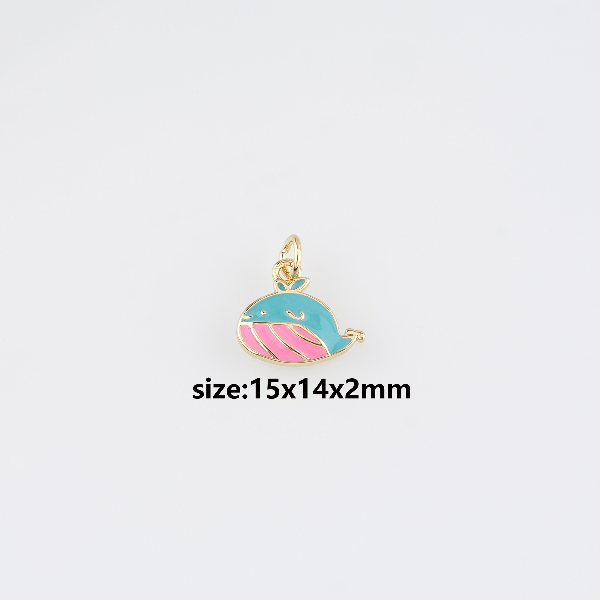 18K Gold Filled Whale Pendant,Enamel Whale Charm Earrings Necklace for DIY Jewelry Making Supply