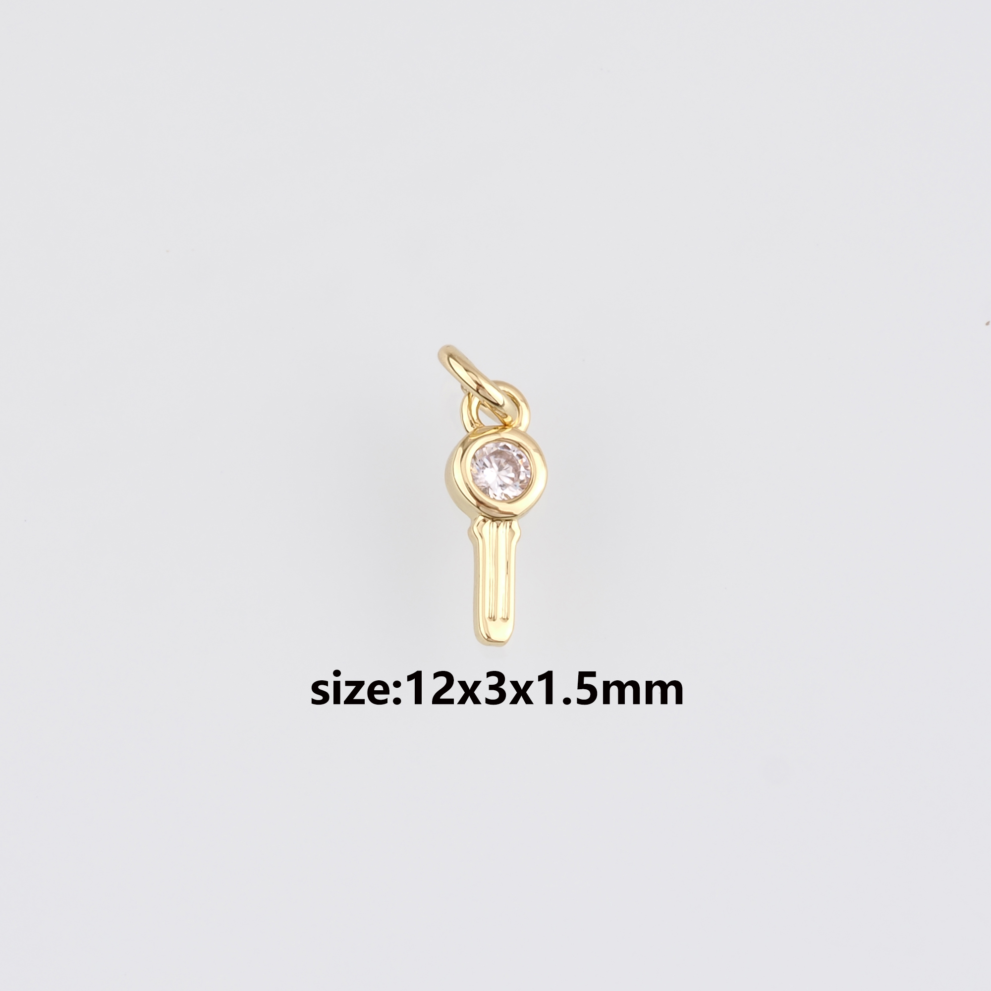18K Gold Filled Key Pendant,CZ Micro Pave Key Charm Earrings Necklace for DIY Jewelry Making Supply