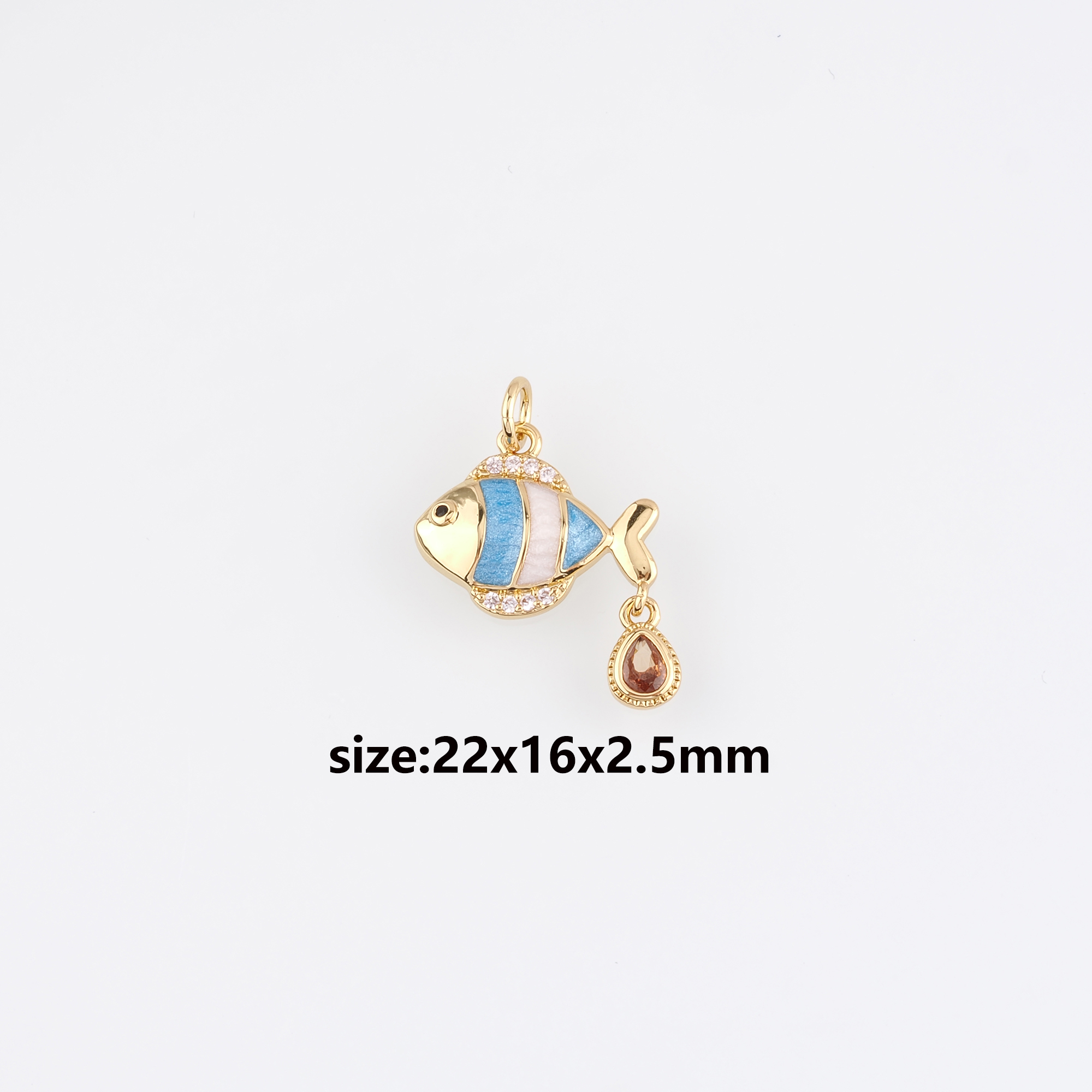 18K Gold Filled Fish Pendant,Enamel Fish Charm Earrings Necklace for DIY Jewelry Making Supply