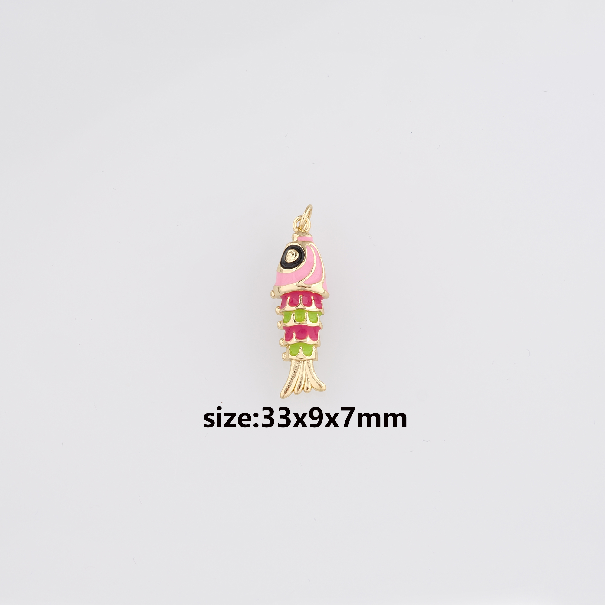 18K Gold Filled Fish Pendant,Enamel Fish Charm Earrings Necklace for DIY Jewelry Making Supply