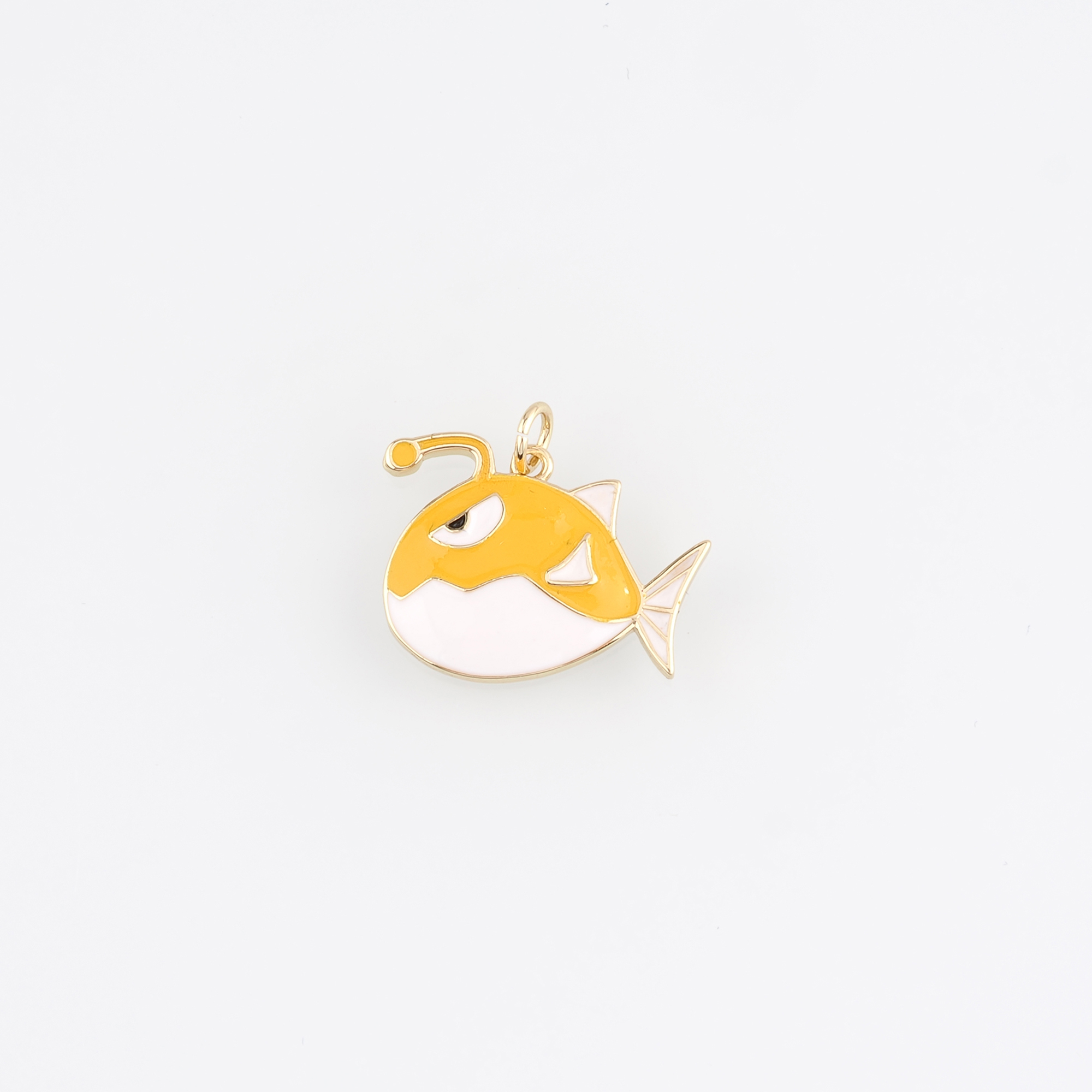 18K Gold Filled Lantern Fish Pendant,Enamel Fish Charm Earrings Necklace for DIY Jewelry Making Supply