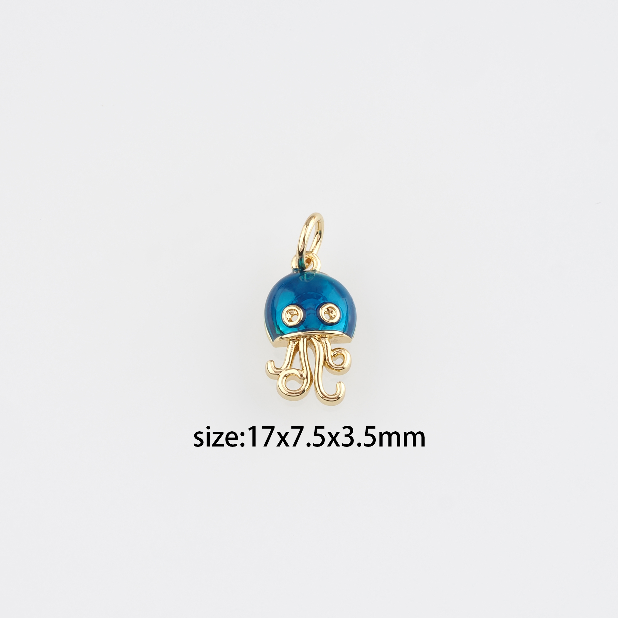 18K Gold Filled Jellyfish Pendant,Enamel Jellyfish Charm Earrings Necklace for DIY Jewelry Making Supply