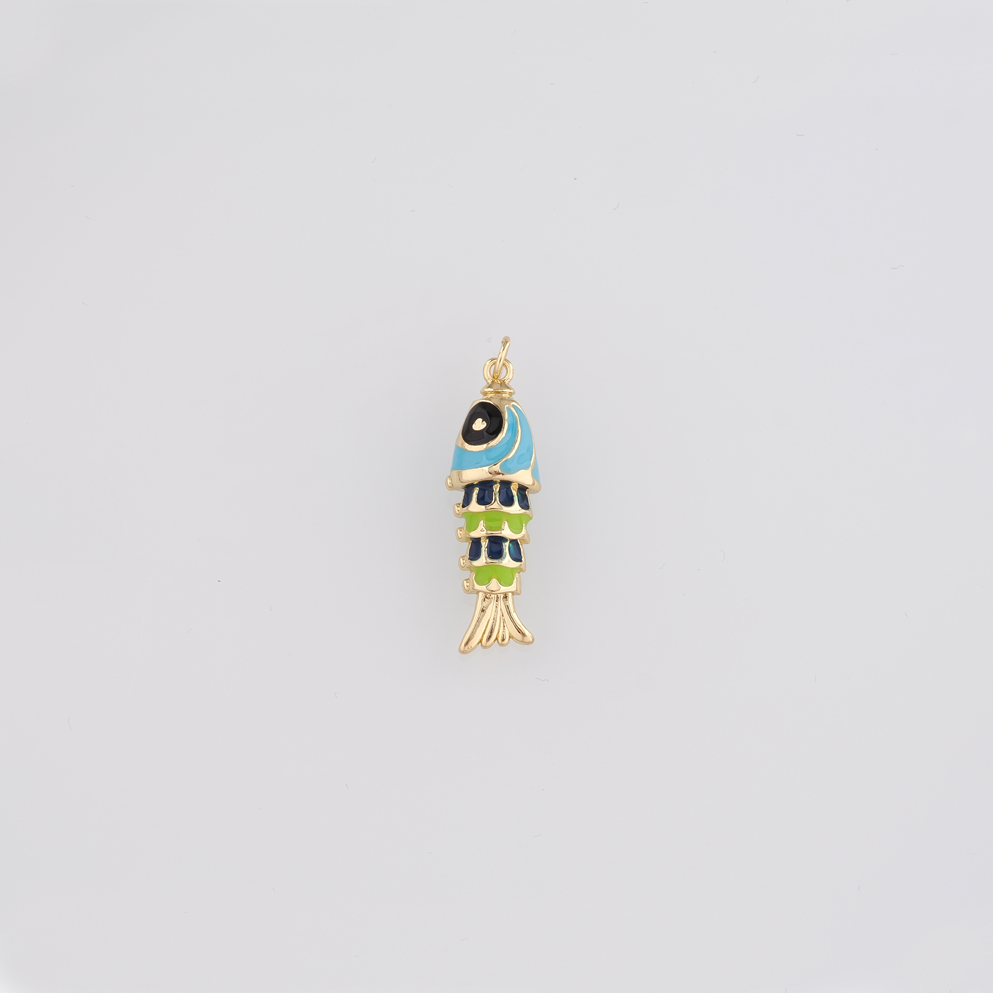 18K Gold Filled Fish Pendant,Enamel Fish Charm Earrings Necklace for DIY Jewelry Making Supply