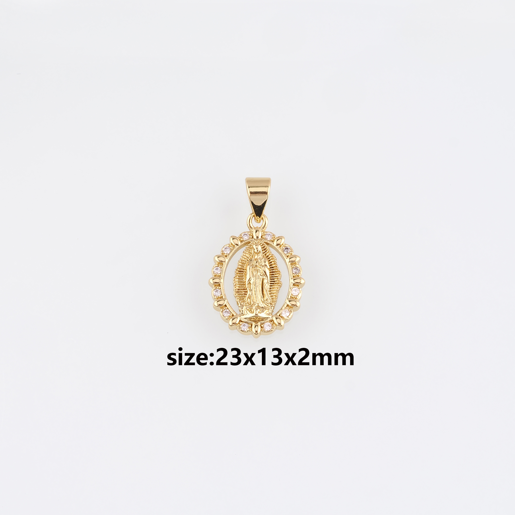 18K Gold Filled Virgin Mary Pendant,CZ Religious Charm Earrings Necklace for DIY Jewelry Making Supply