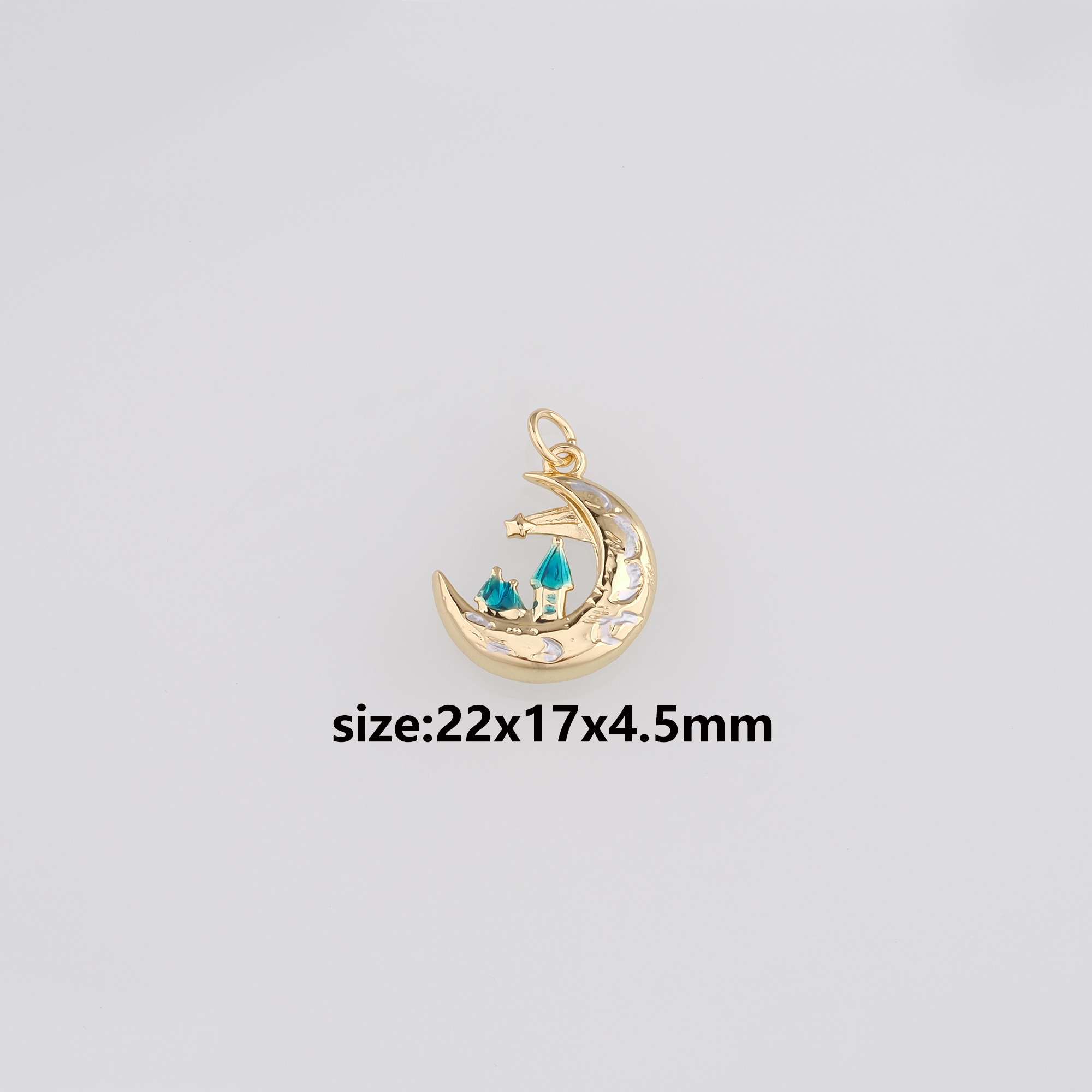 18K Gold Filled Moon Pendant,Enamel Celestial Charm Earrings Necklace for DIY Jewelry Making Supply