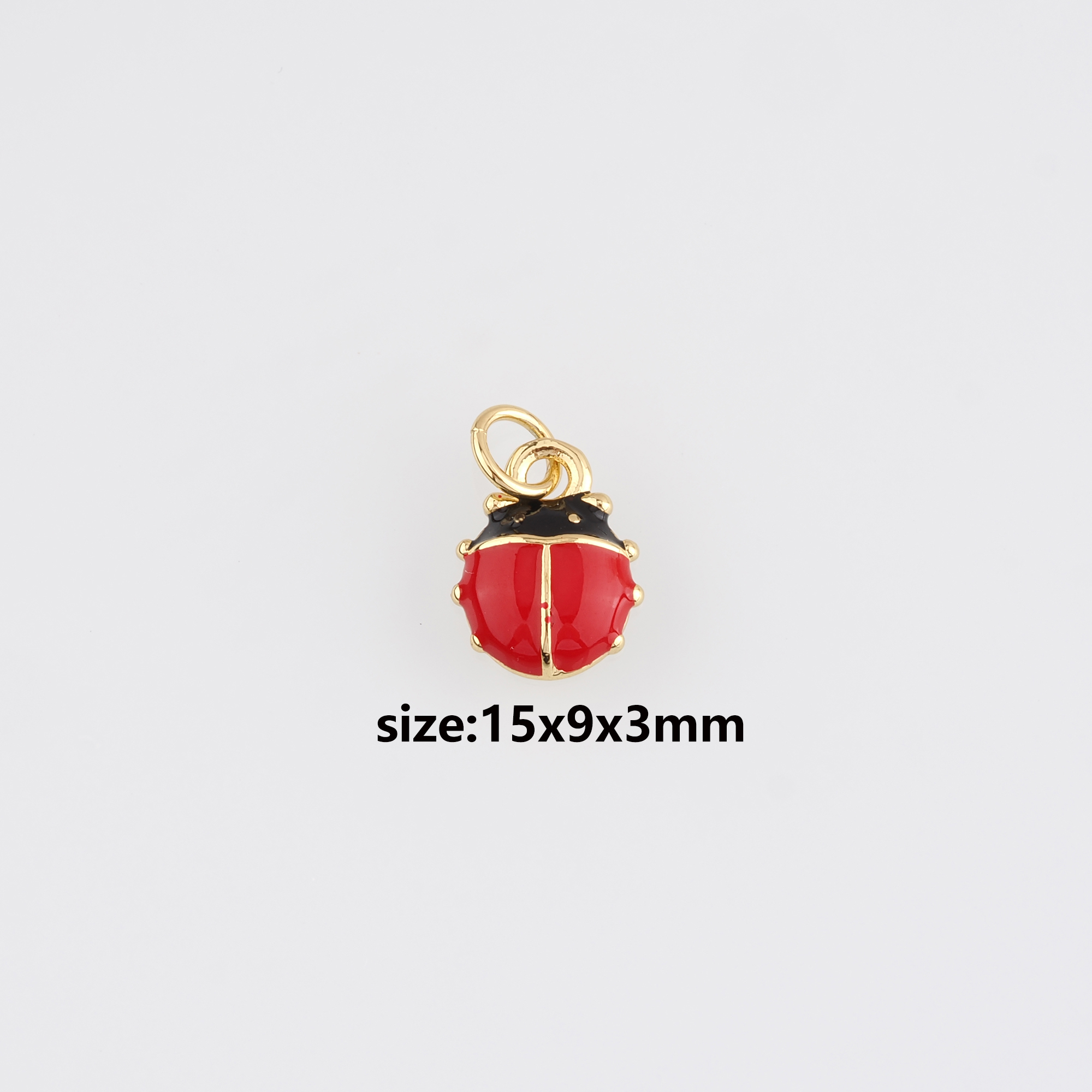 18K Gold Filled Ladybug Pendant,Enamel Ladybug Charm Earrings Necklace for DIY Jewelry Making Supply