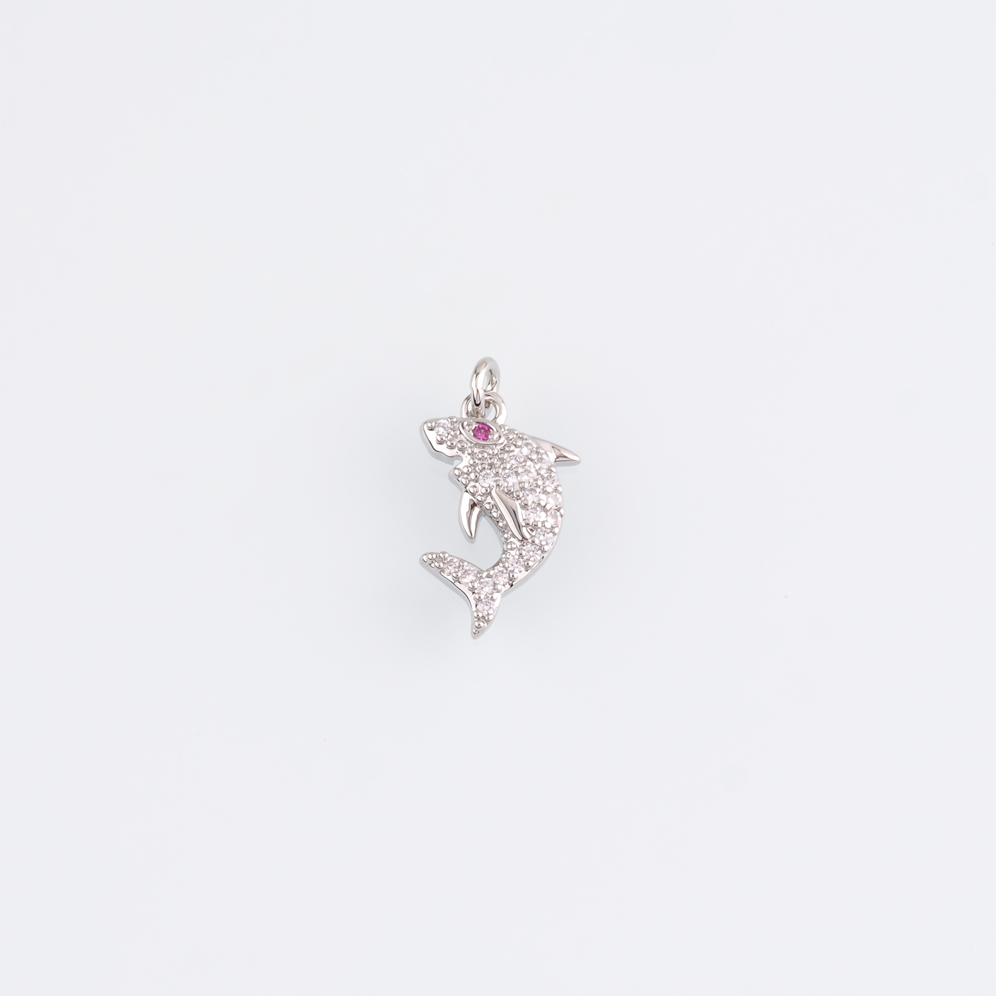 18K Gold Filled Shark Pendant,CZ Micro Pave Shark Charm Earrings Necklace for DIY Jewelry Making Supply