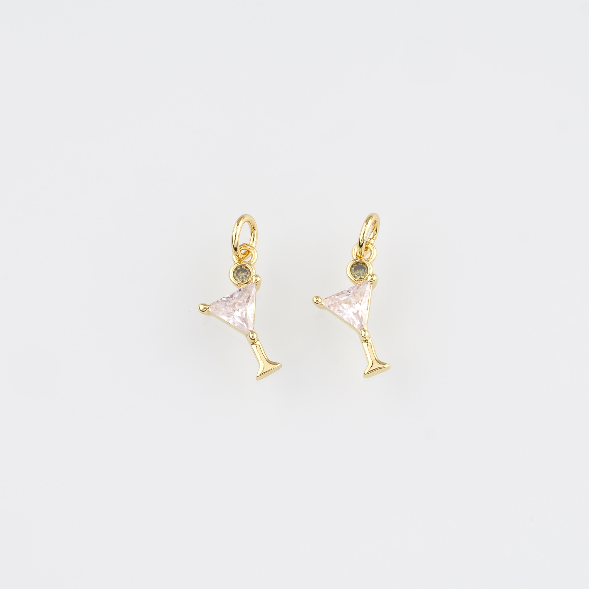 18K Gold Filled Wine Glass Pendant,CZ Micro Pave Wine Glass Charm Earrings Necklace for DIY Jewelry Making Supply