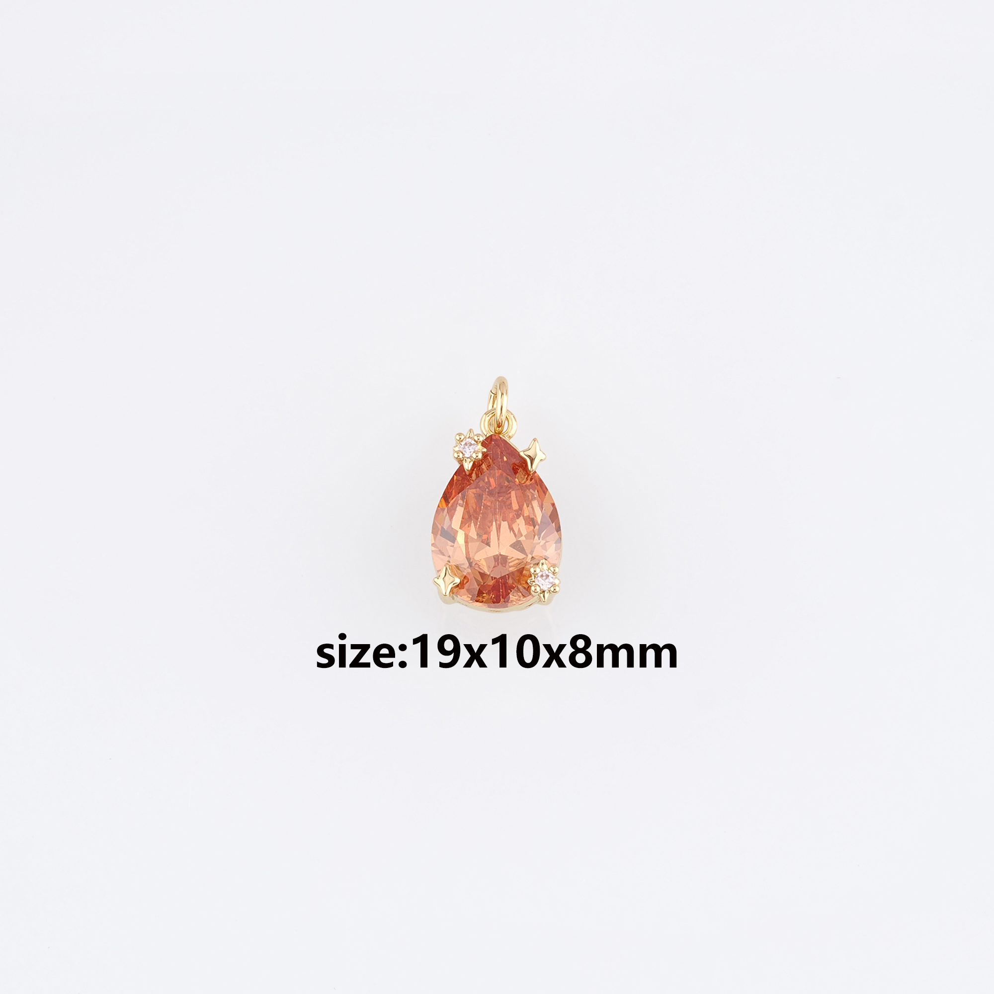 18K Gold Filled Teardrop Pendant,Crystal Water Drop Charm Earrings Necklace for DIY Jewelry Making Supply