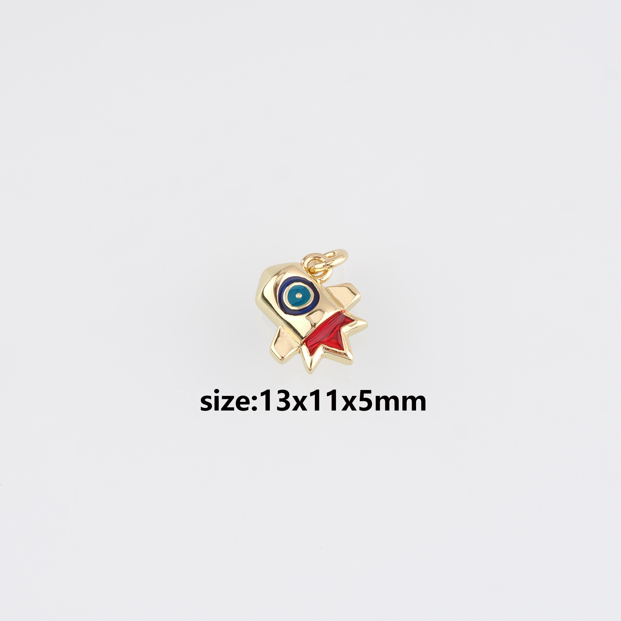 18K Gold Filled Rocket Pendant,Enamel Rocket Charm Earrings Necklace for DIY Jewelry Making Supply