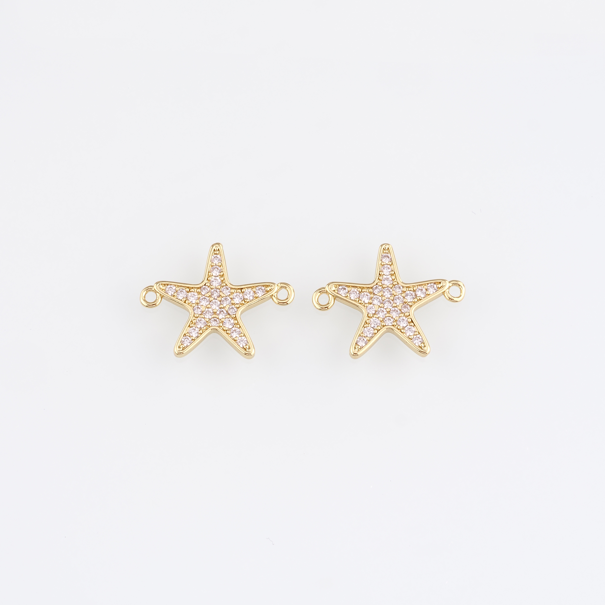 18K Gold Filled Star Connector,Celestial Charm,CZ Micro Pave Star Necklace Bracelet for DIY Jewelry Making Supply