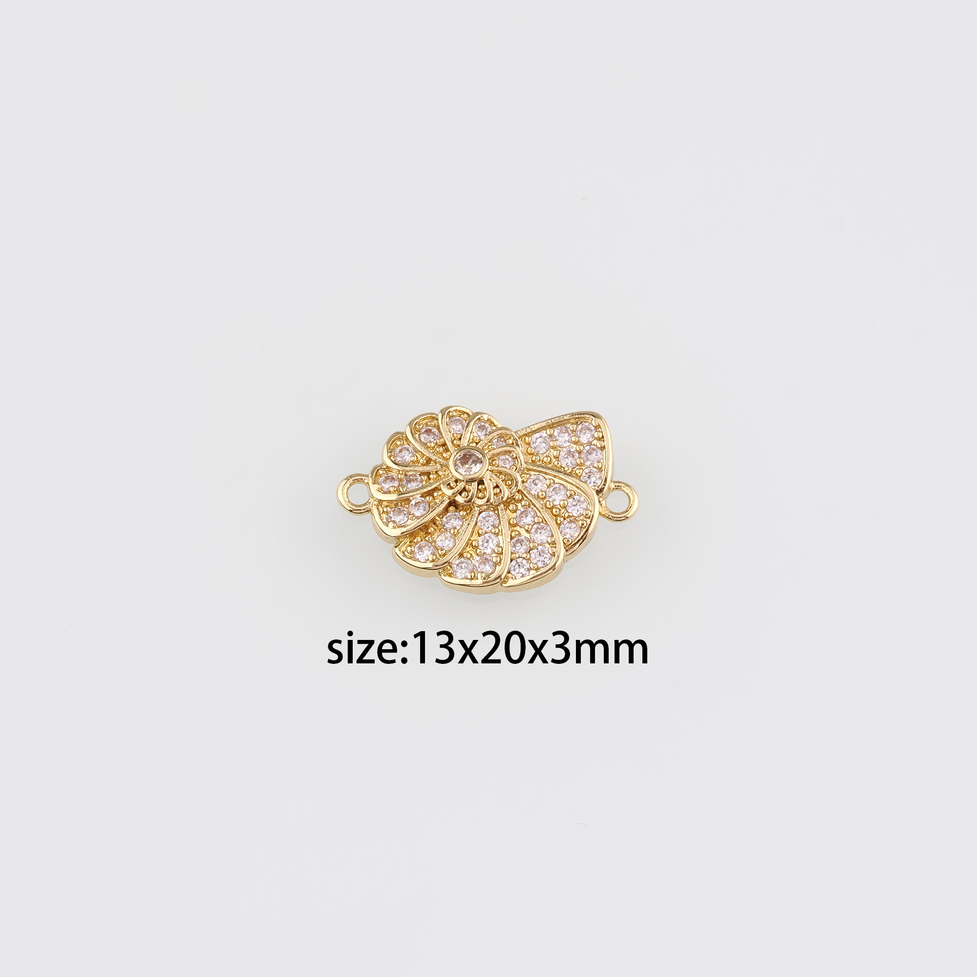 18K Gold Filled Conch Connector,CZ Micro Pave Conch Charm Necklace Bracelet for DIY Jewelry Making Supply