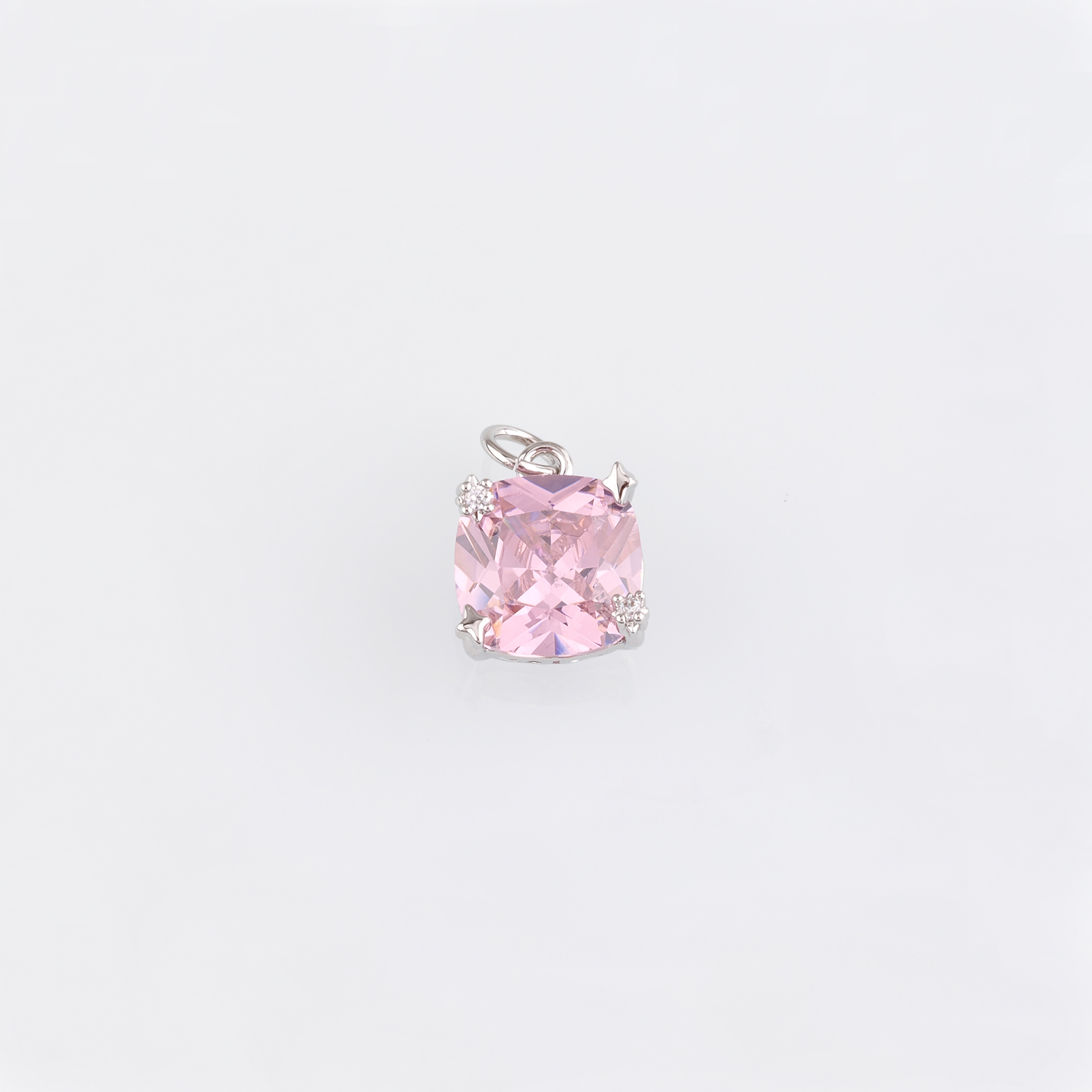 18K Gold Filled Square Pendant,Crystal Square Charm Earrings Necklace for DIY Jewelry Making Supply