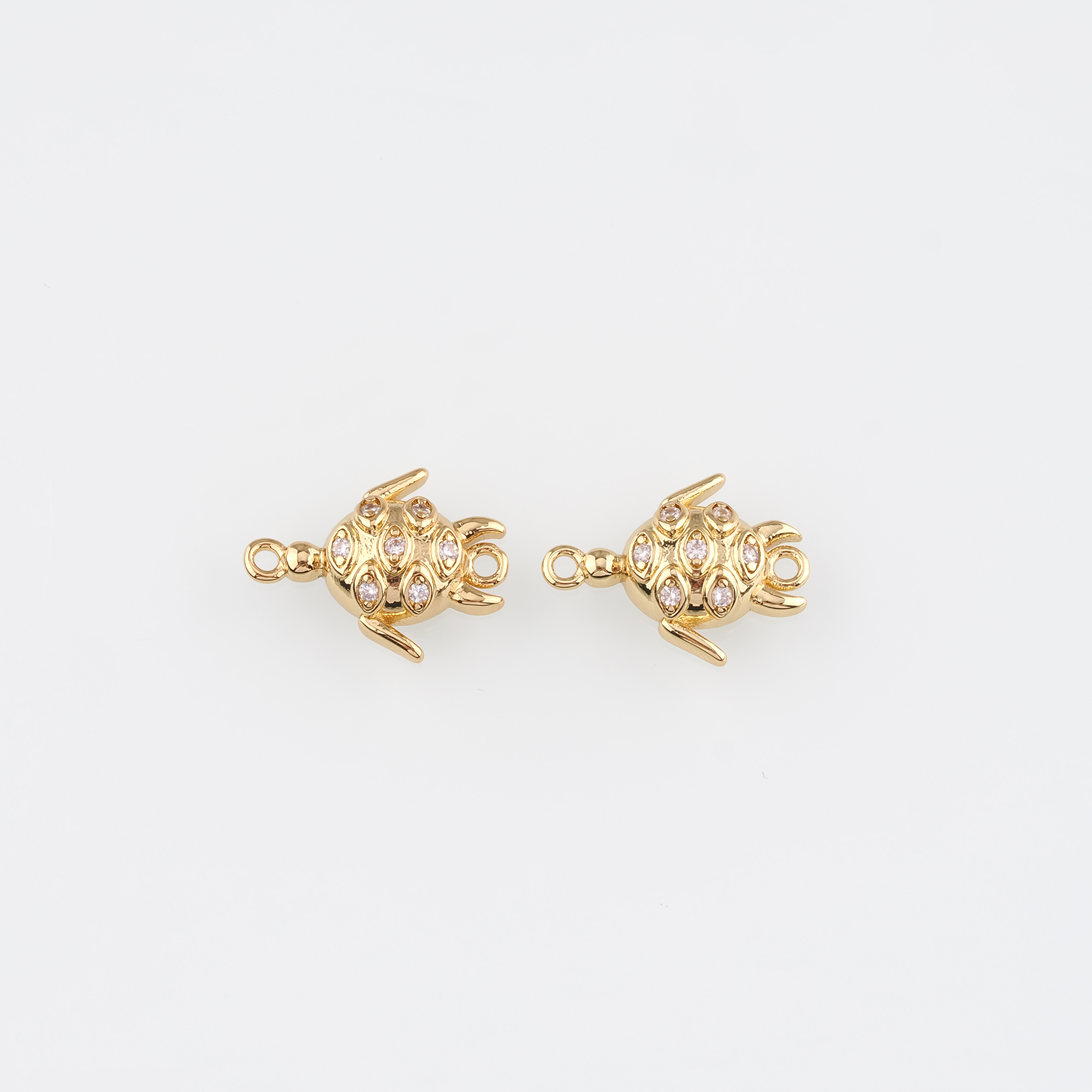 18K Gold Filled Turtle Connector,CZ Micro Pave Turtle Charm Necklace Bracelet for DIY Jewelry Making Supply