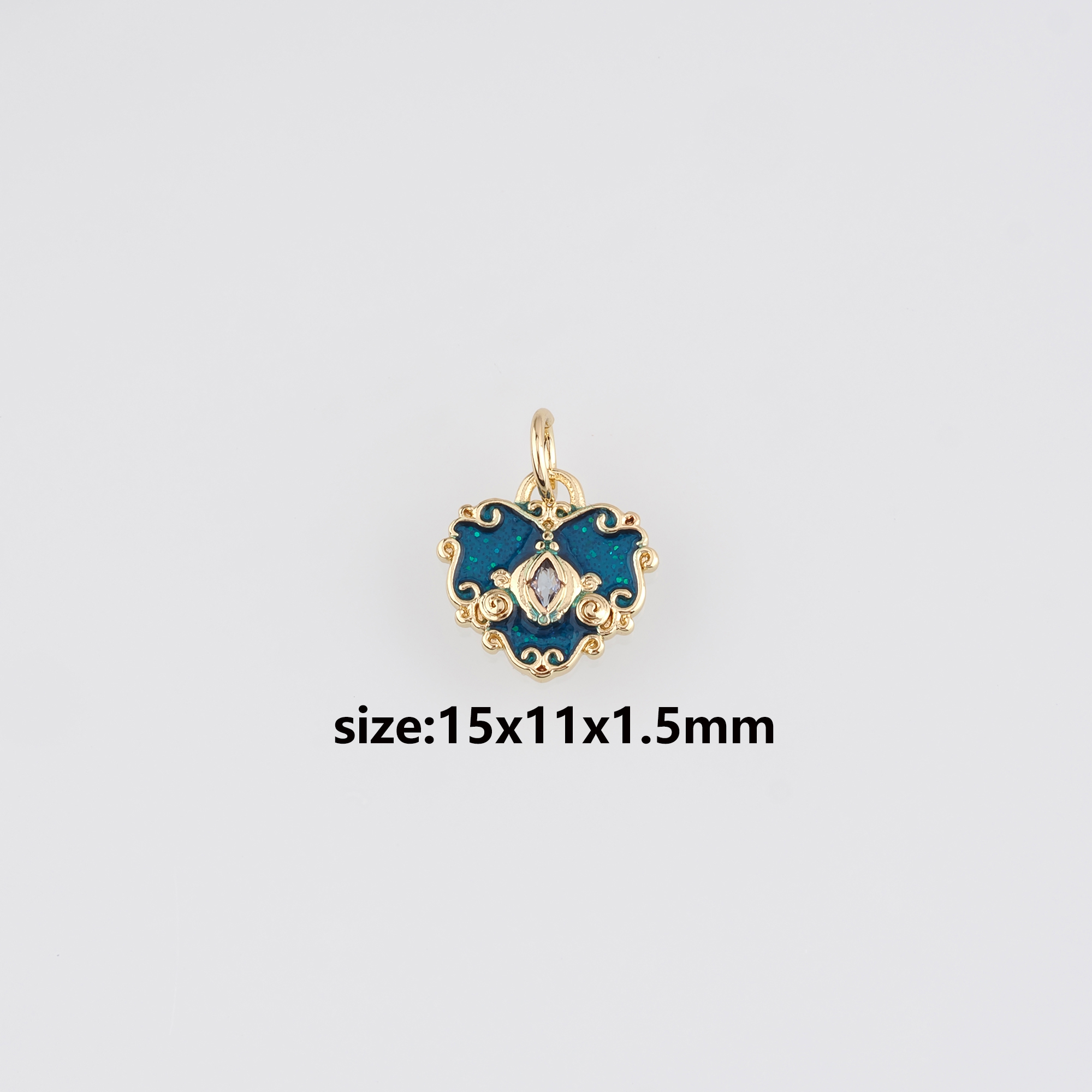 18K Gold Filled Heart Pendant,Enamel Heart Charm Earrings Necklace for DIY Jewelry Making Supply