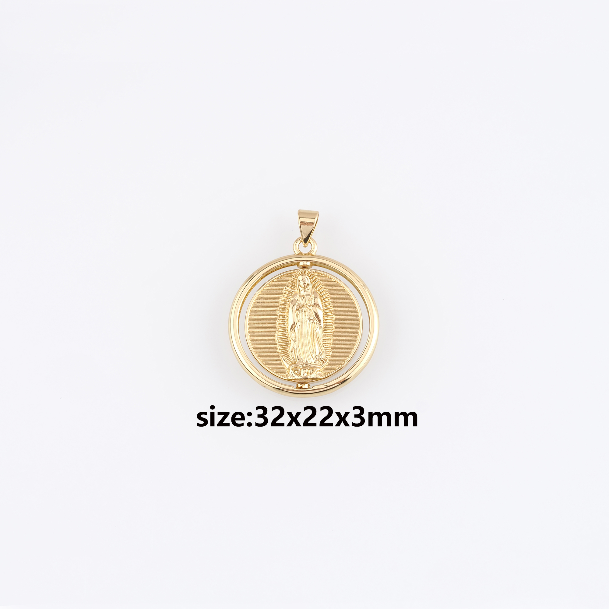 18K Gold Filled Virgin Mary Pendant,Religious Charm Earrings Necklace for DIY Jewelry Making Supply