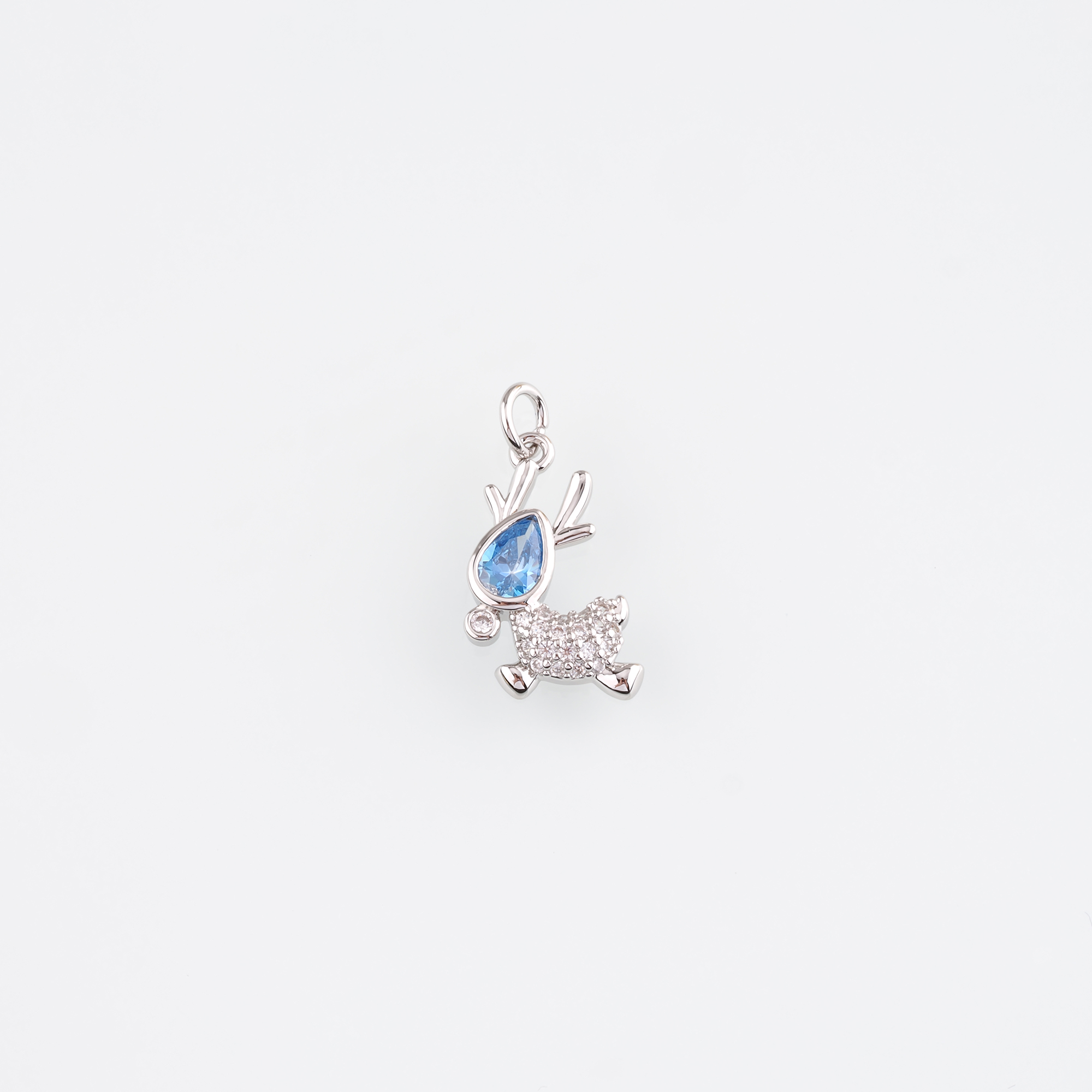 18K Gold Filled Elk Pendant,CZ Christmas Elk Charm Earrings Necklace for DIY Jewelry Making Supply