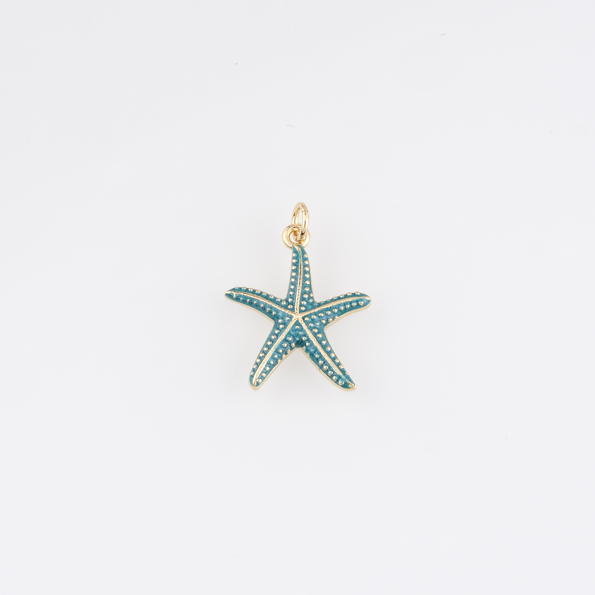 18K Gold Filled Starfish Pendant,Enamel Starfish Charm Earrings Necklace for DIY Jewelry Making Supply