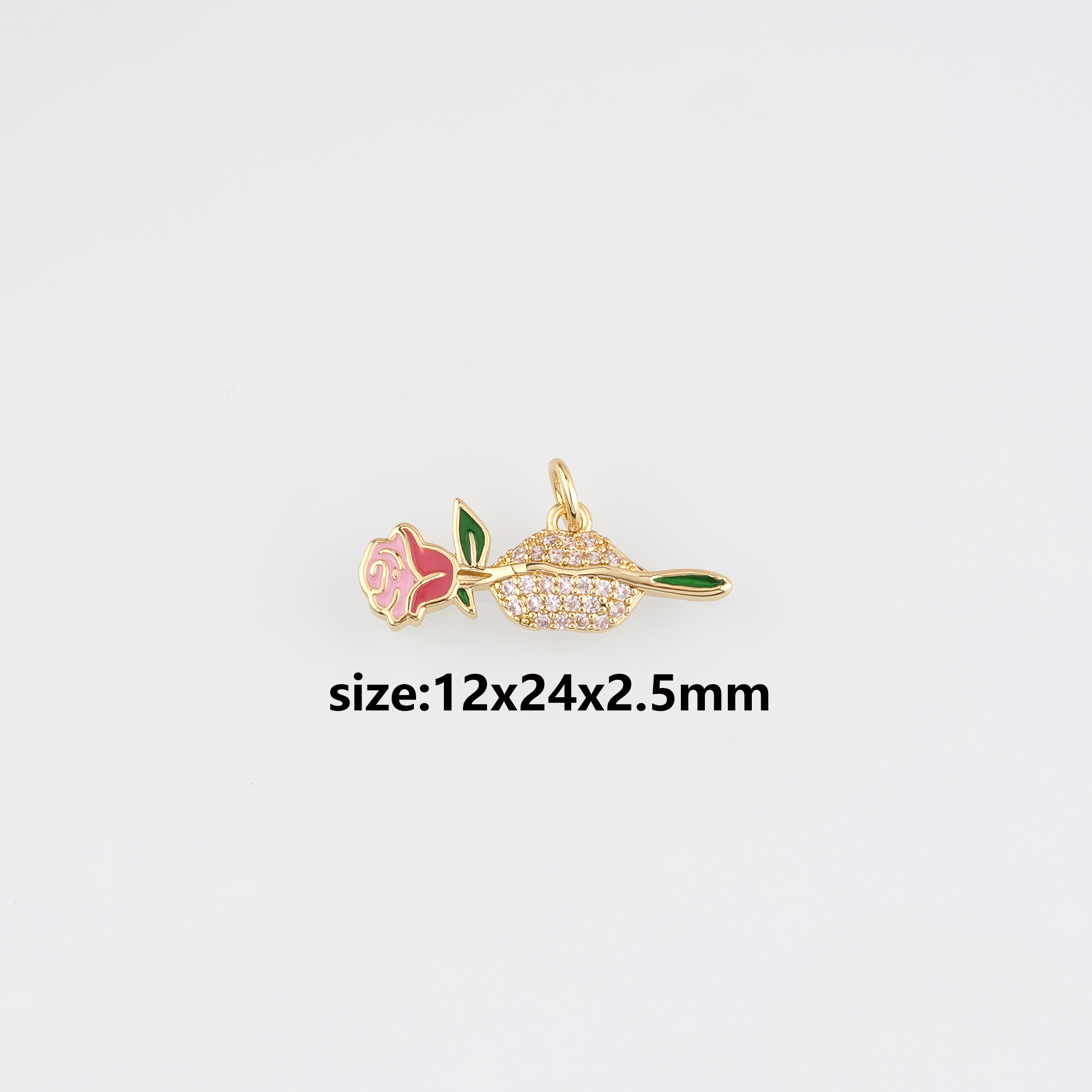 18K Gold Filled Rose Lip Pendant,CZ Micro Pave Lip Charm Earrings Necklace for DIY Jewelry Making Supply