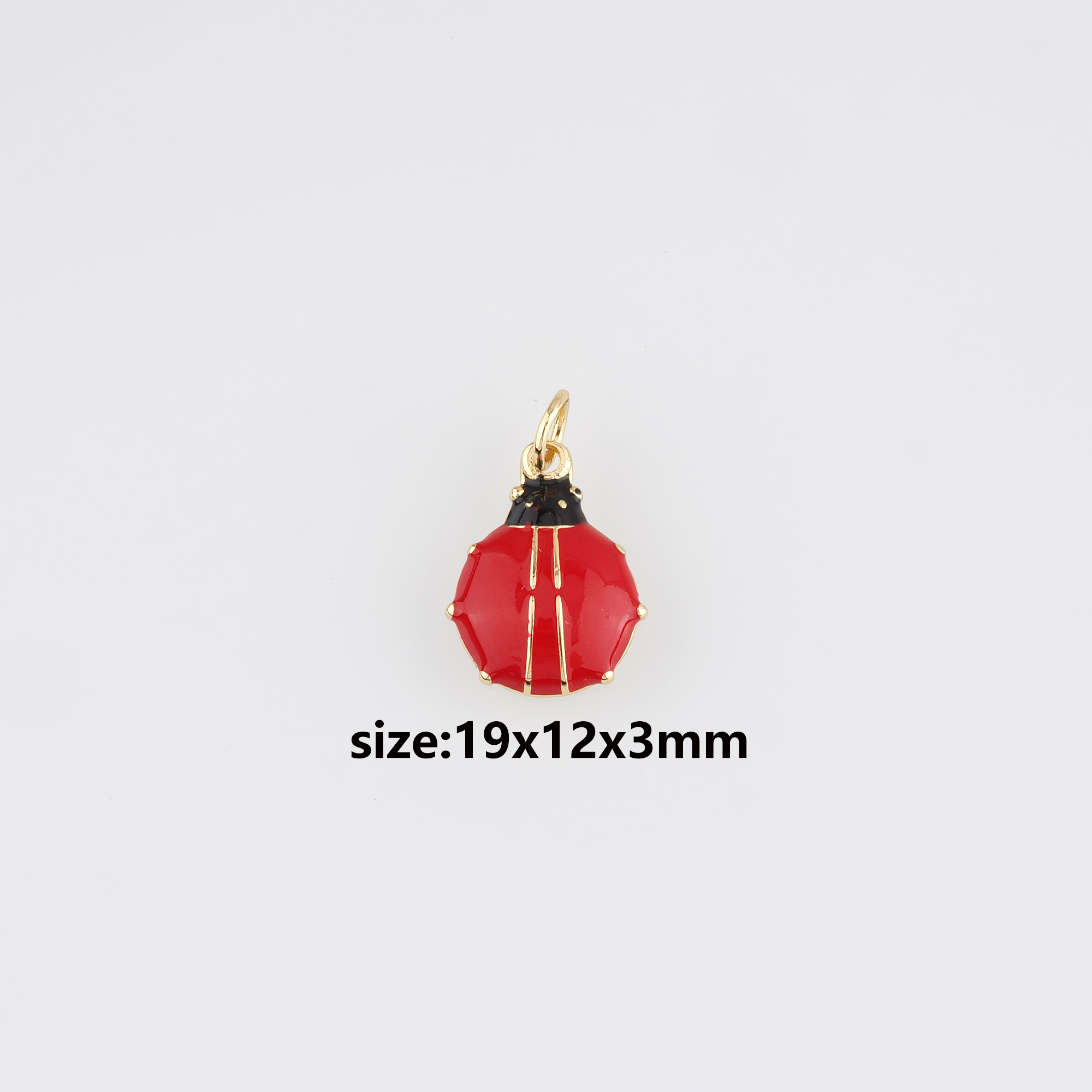 18K Gold Filled Ladybug Pendant,Enamel Ladybug Charm Earrings Necklace for DIY Jewelry Making Supply