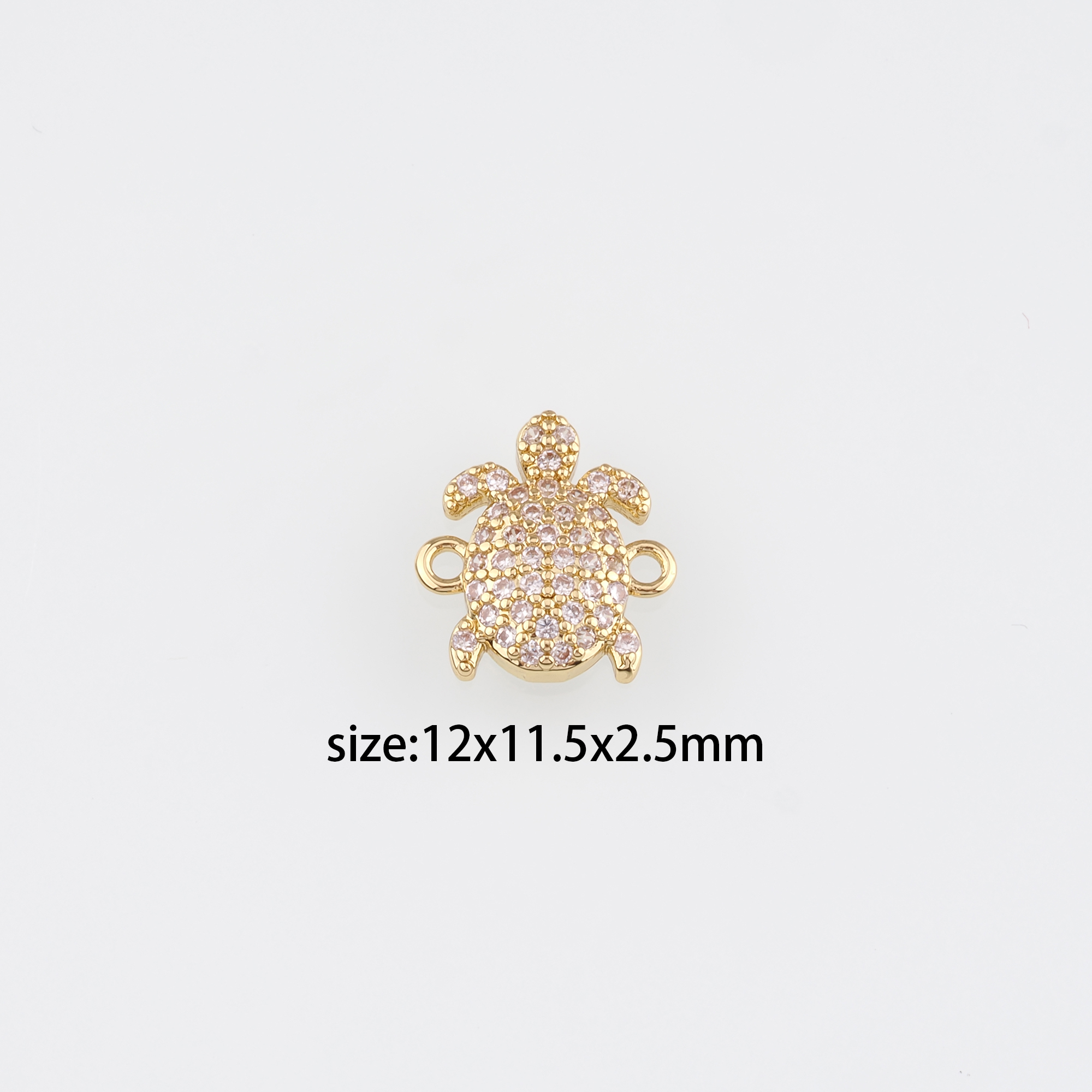 18K Gold Filled Turtle Connector,CZ Micro Pave Turtle Charm Necklace Bracelet for DIY Jewelry Making Supply