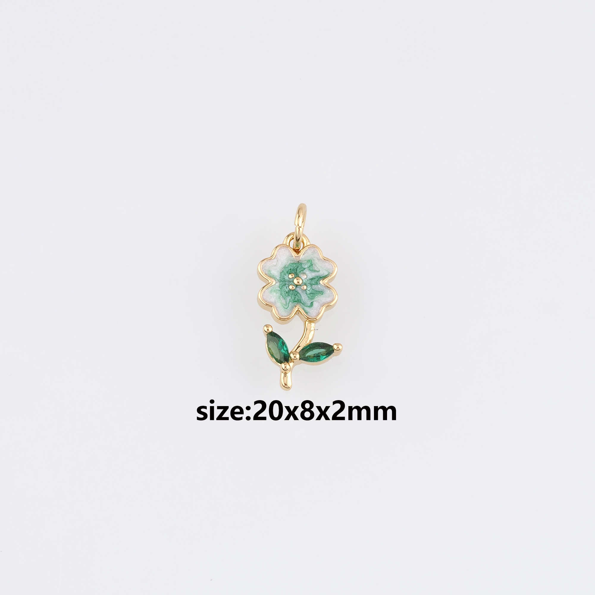 18K Gold Filled Flower Pendant,Enamel Flower Charm Earrings Necklace for DIY Jewelry Making Supply