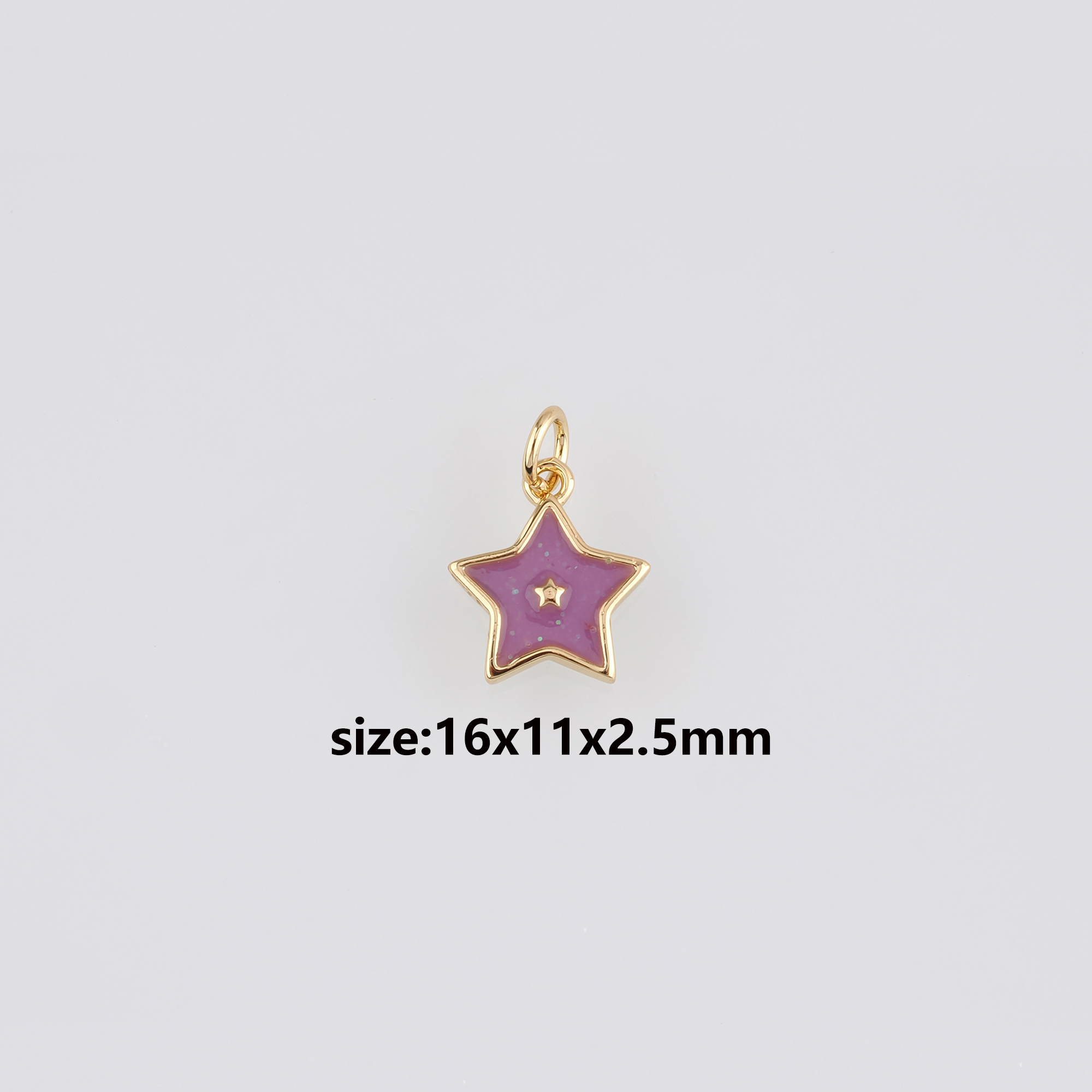 18K Gold Filled Star Pendant,Enamel Star Charm Earrings Necklace for DIY Jewelry Making Supply