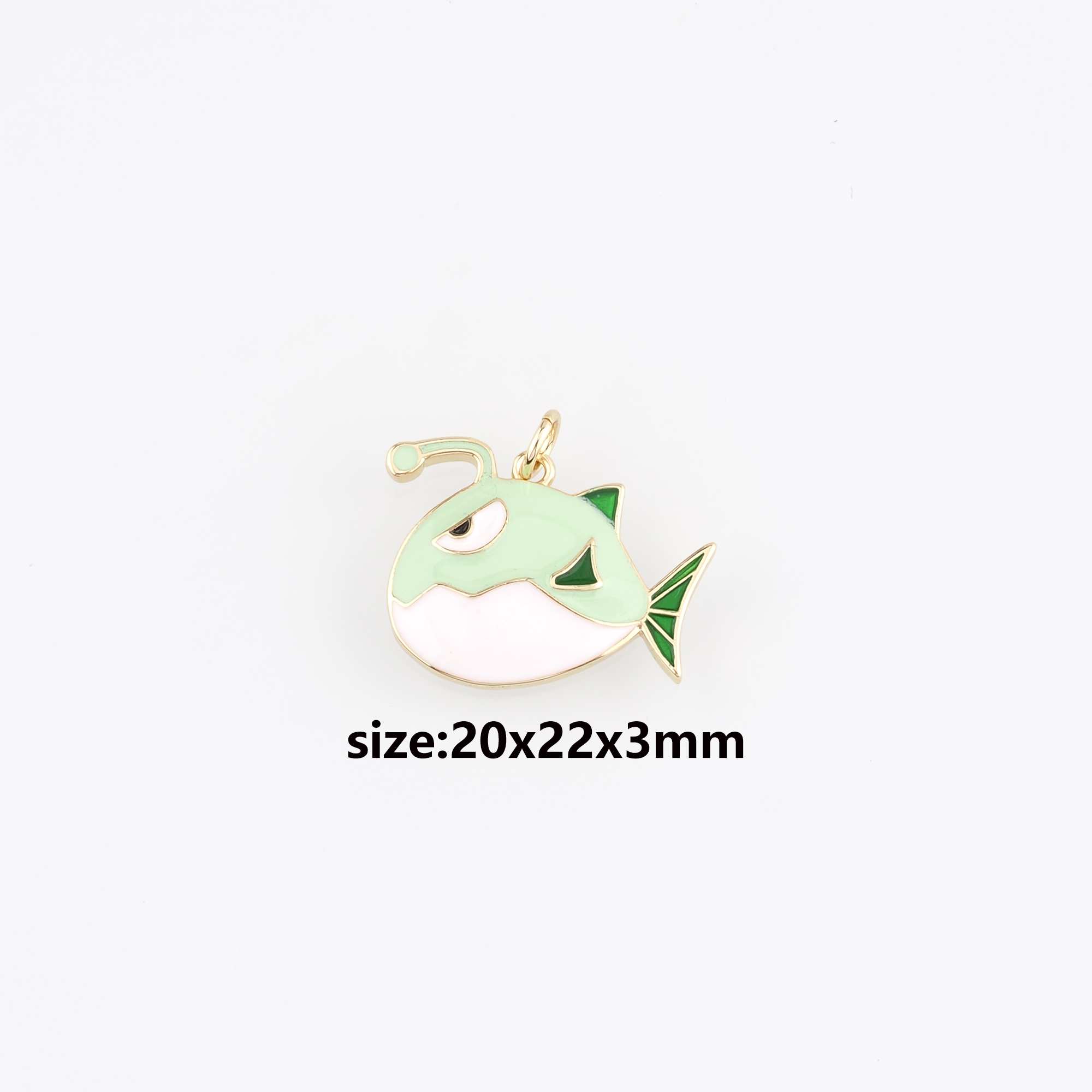 18K Gold Filled Lantern Fish Pendant,Enamel Fish Charm Earrings Necklace for DIY Jewelry Making Supply