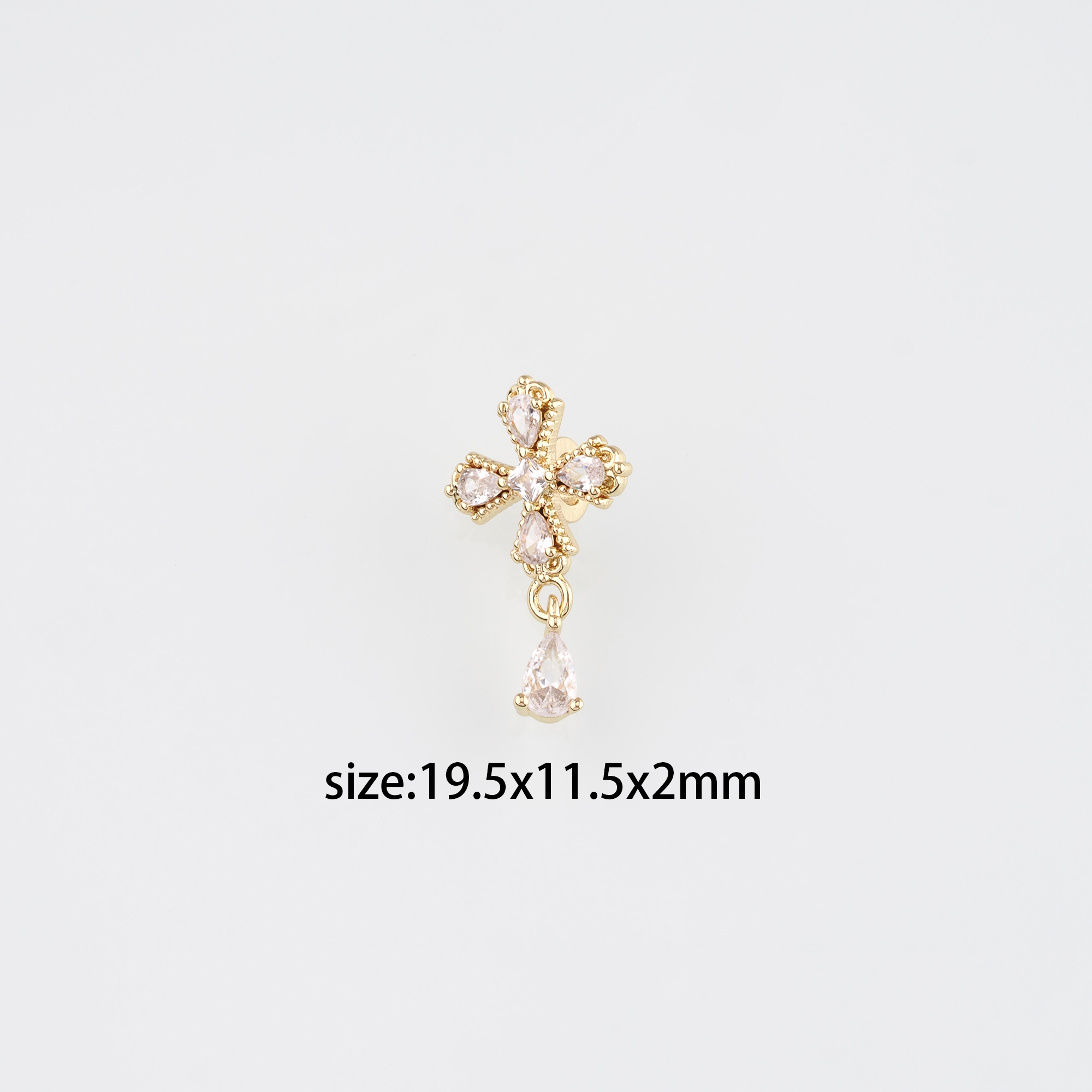 18K Gold Filled Cross Pendant,CZ Religious Charm Earrings Necklace for DIY Jewelry Making Supply