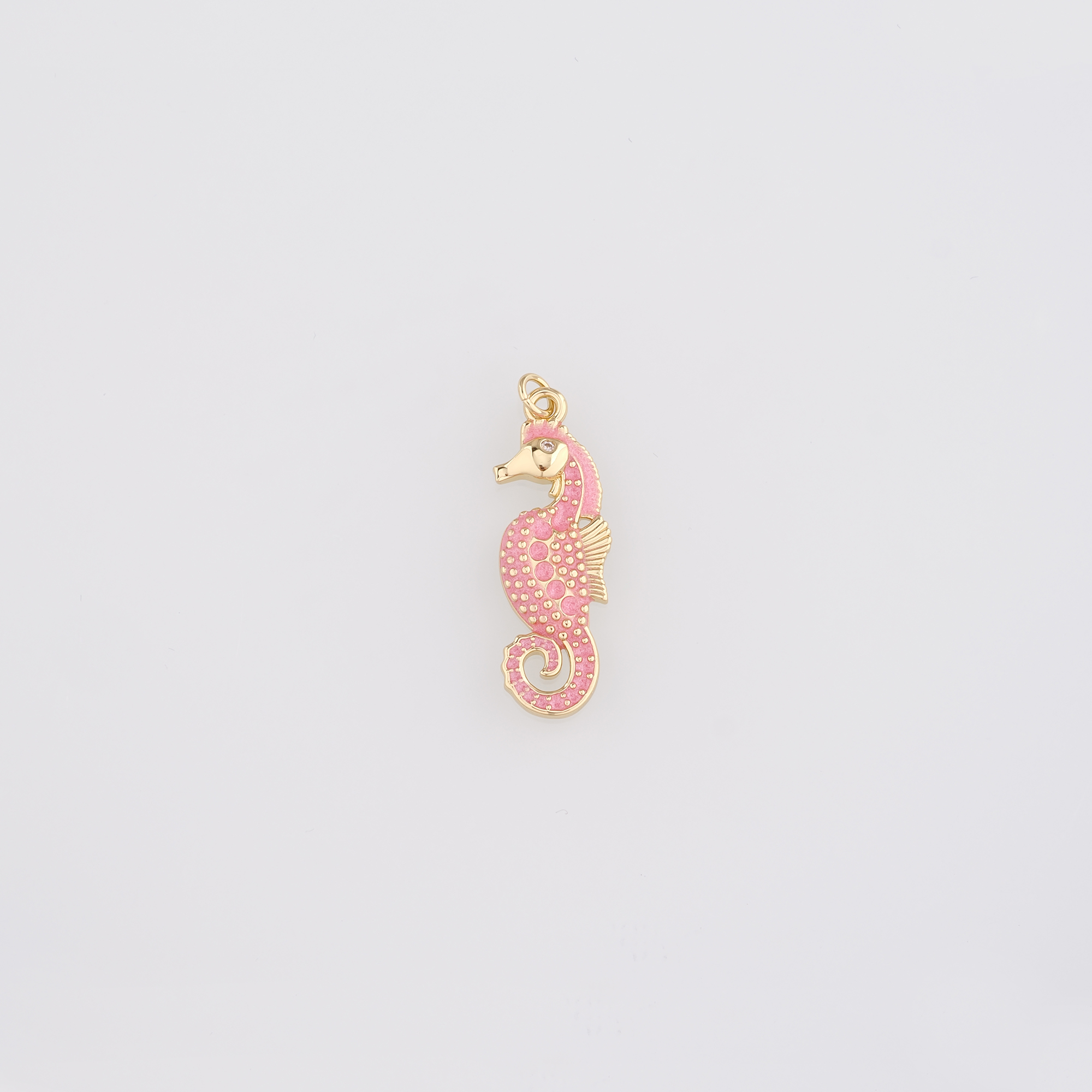 18K Gold Filled Seahorse Pendant,Enamel Seahorse Charm Earrings Necklace for DIY Jewelry Making Supply