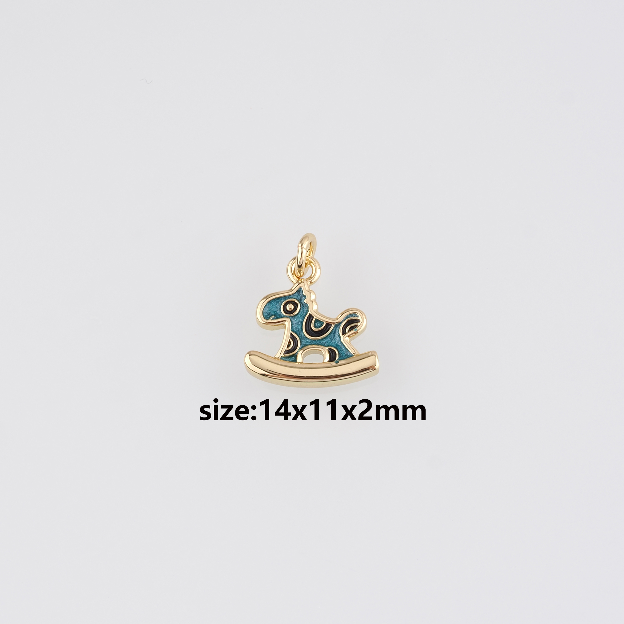 18K Gold Filled Trojan Horse Pendant,Enamel Trojan Horse Charm Earrings Necklace for DIY Jewelry Making Supply