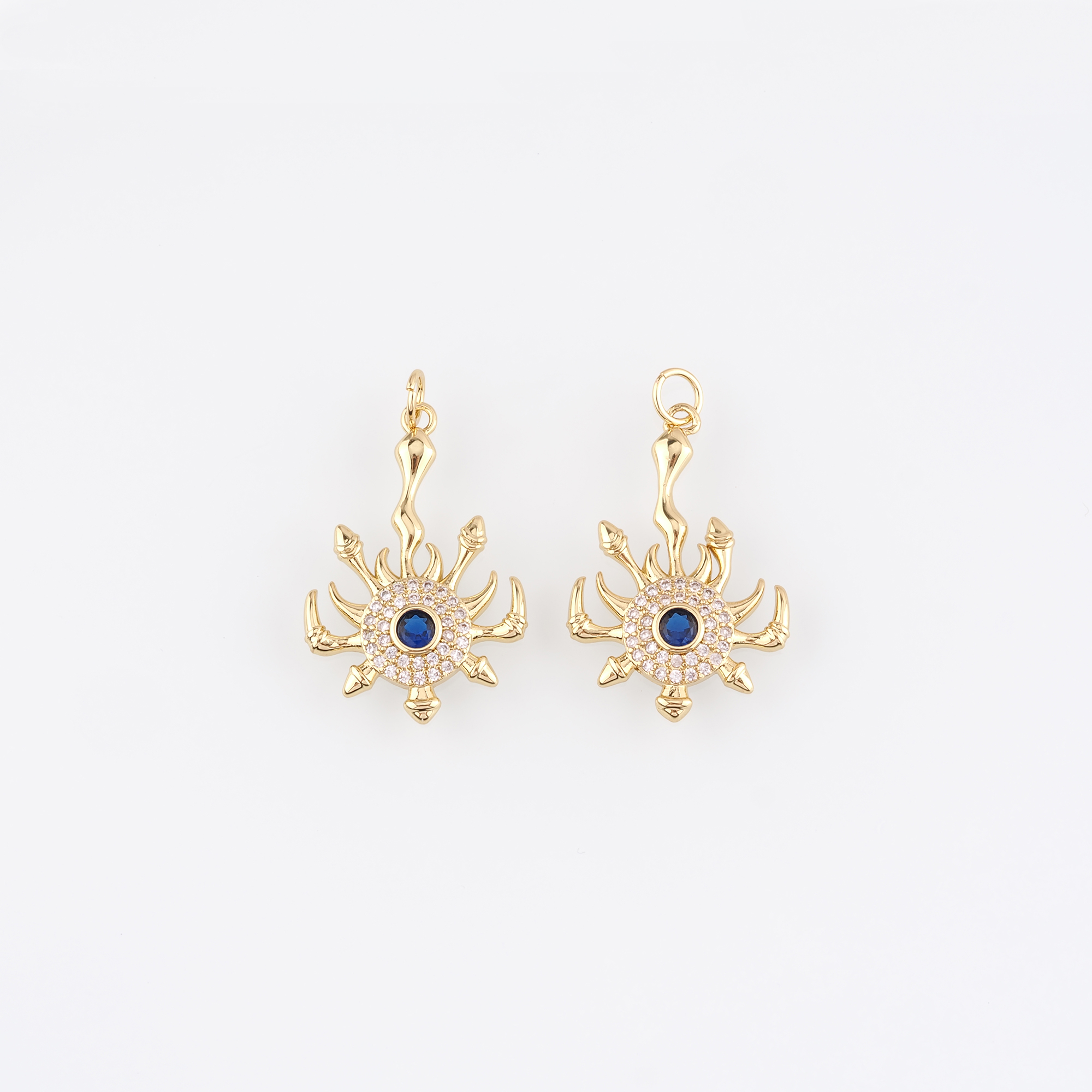 18K Gold Filled Evil Eye Pendant,CZ Micro Pave Evil Eye Charm Earrings Necklace for DIY Jewelry Making Supply