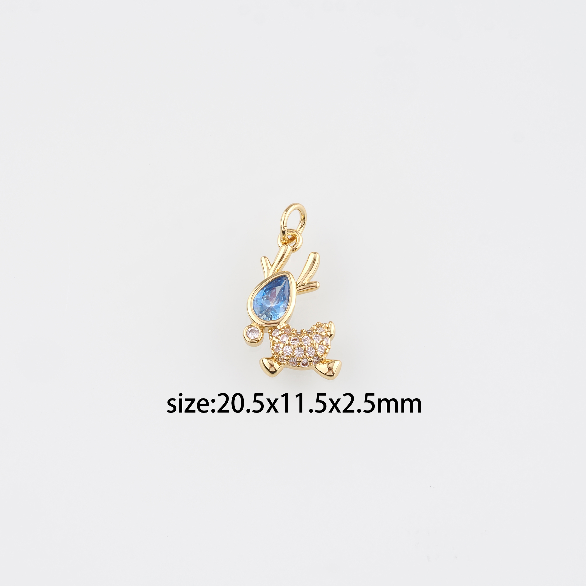 18K Gold Filled Elk Pendant,CZ Christmas Elk Charm Earrings Necklace for DIY Jewelry Making Supply