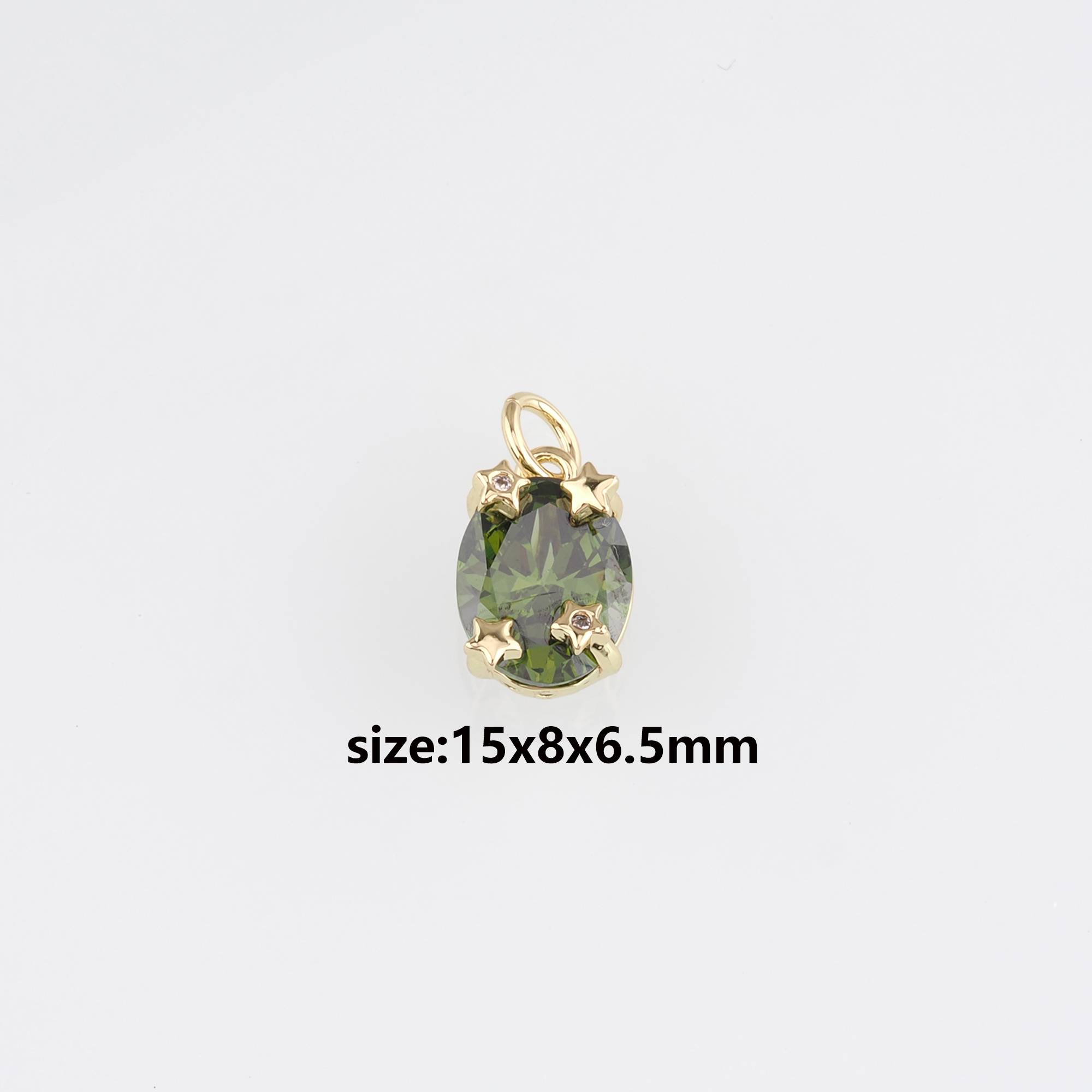 18K Gold Filled Oval Pendant,Crystal Oval Charm Earrings Necklace for DIY Jewelry Making Supply