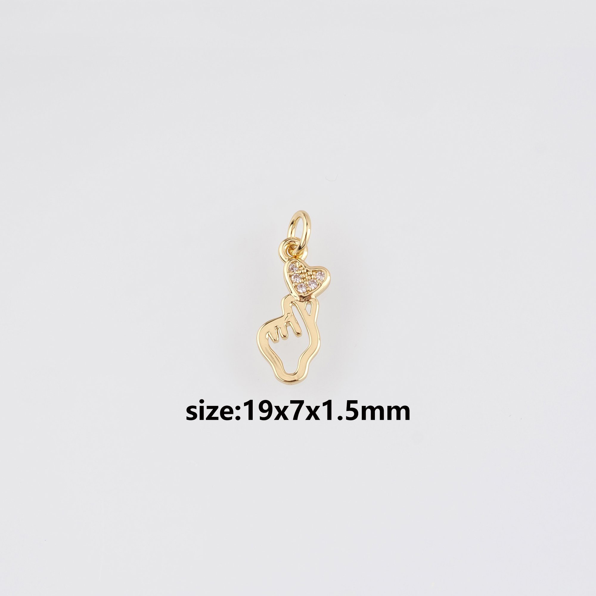 18K Gold Filled Heart Hand Pendant,Dainty Gesture Charm Earrings Necklace for DIY Jewelry Making Supply