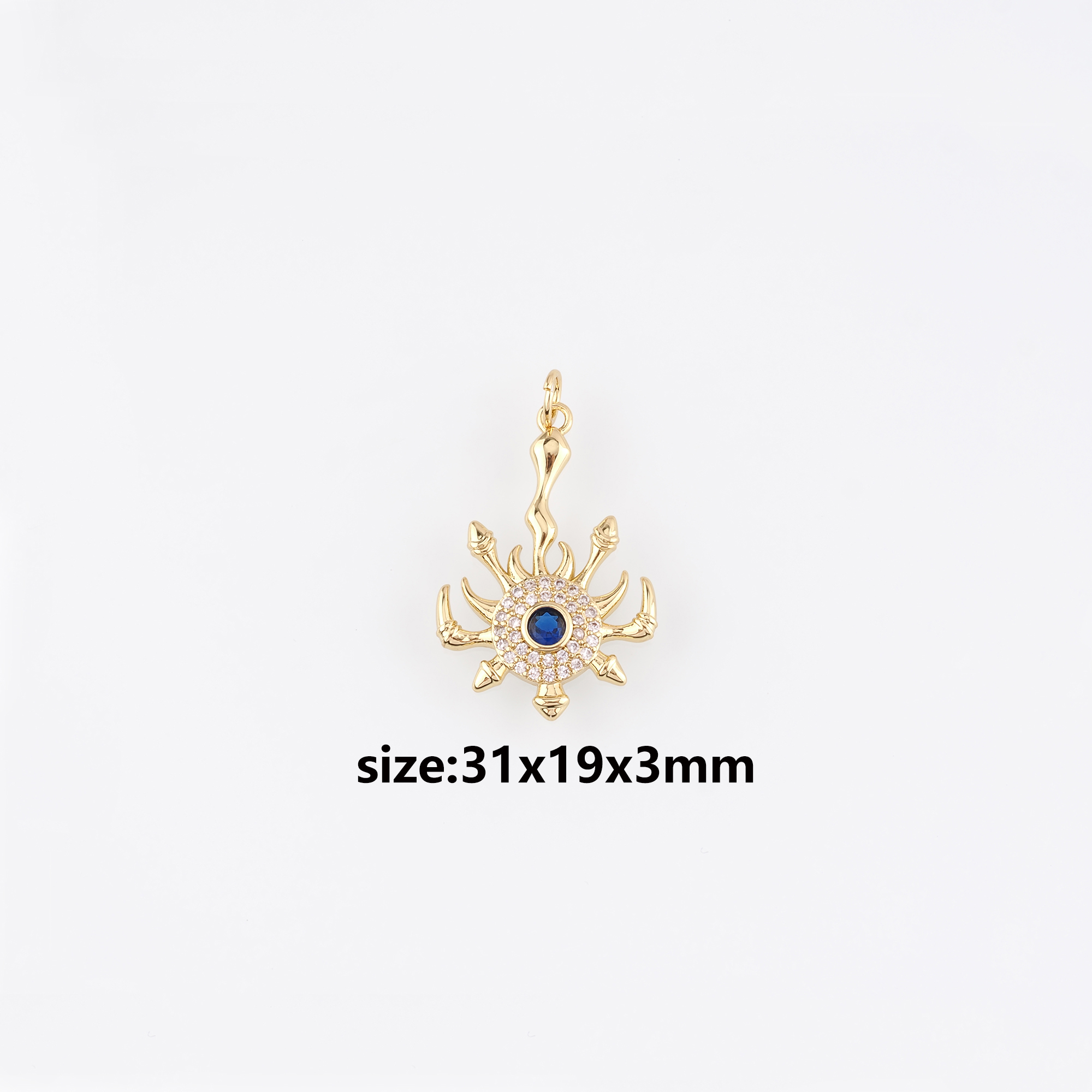 18K Gold Filled Evil Eye Pendant,CZ Micro Pave Evil Eye Charm Earrings Necklace for DIY Jewelry Making Supply