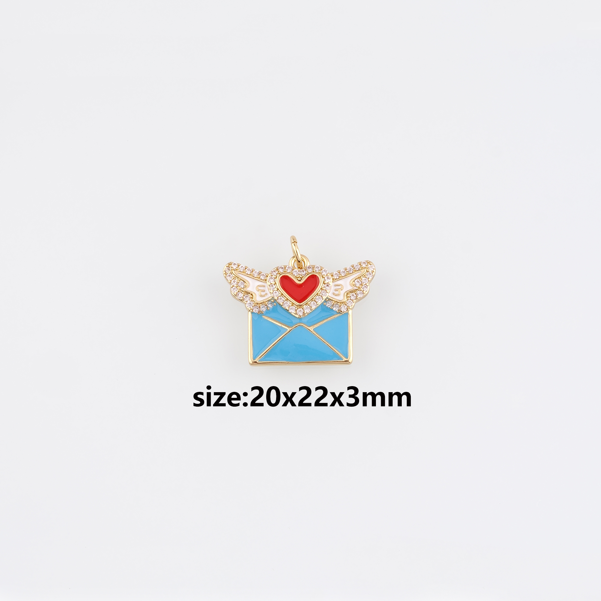 18K Gold Filled Envelope Pendant,Enamel Envelope Charm Earrings Necklace for DIY Jewelry Making Supply